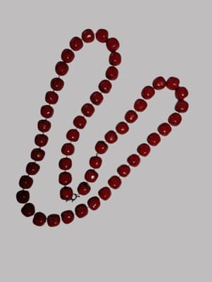 Jewelry Accessory Drop Necklace Red Beaded Vintage - Image 1