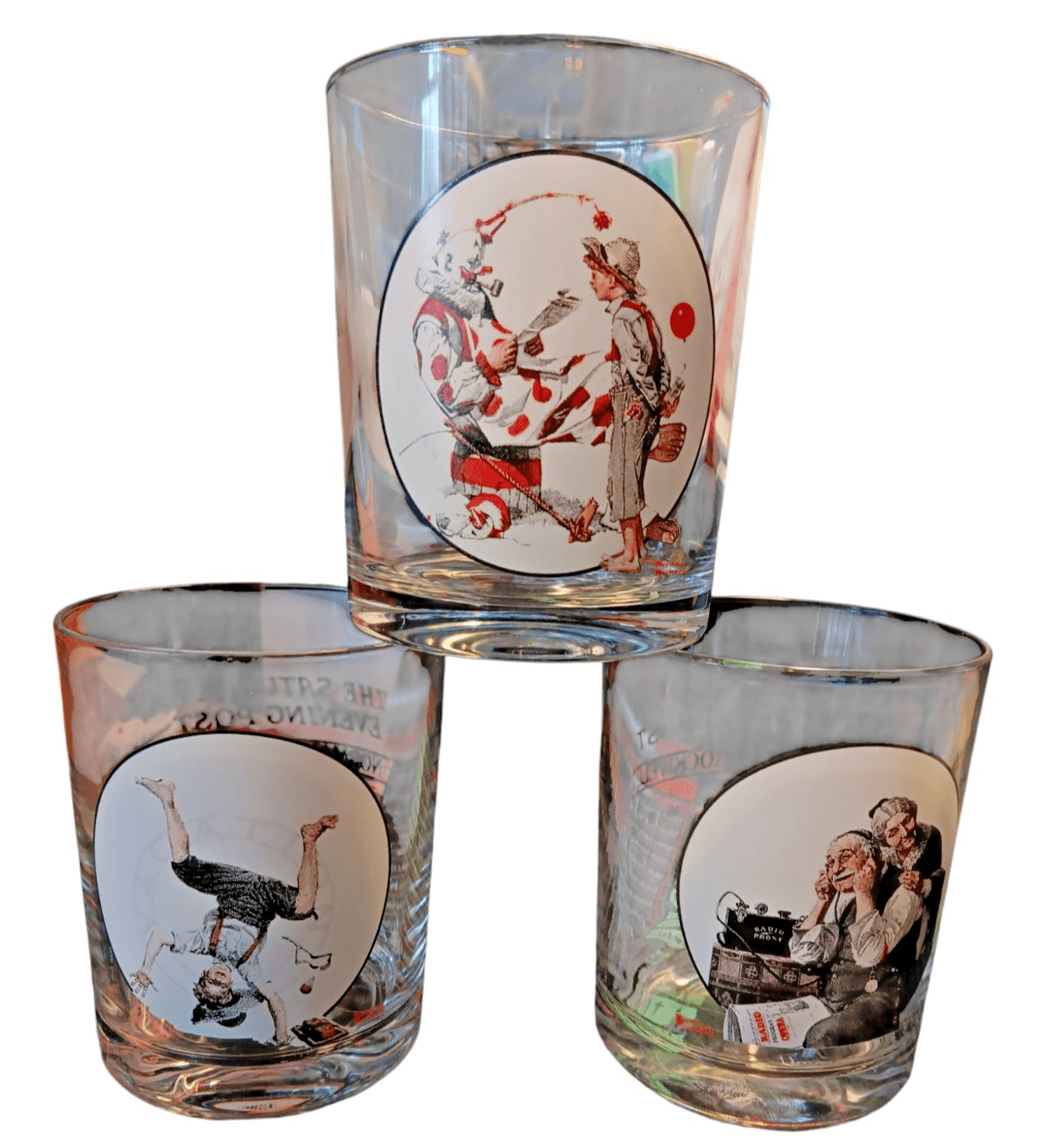 The Saturday Evening Post Vintage Glassware Set Norman Rockwell, Lot 3 Glasses - Image 1