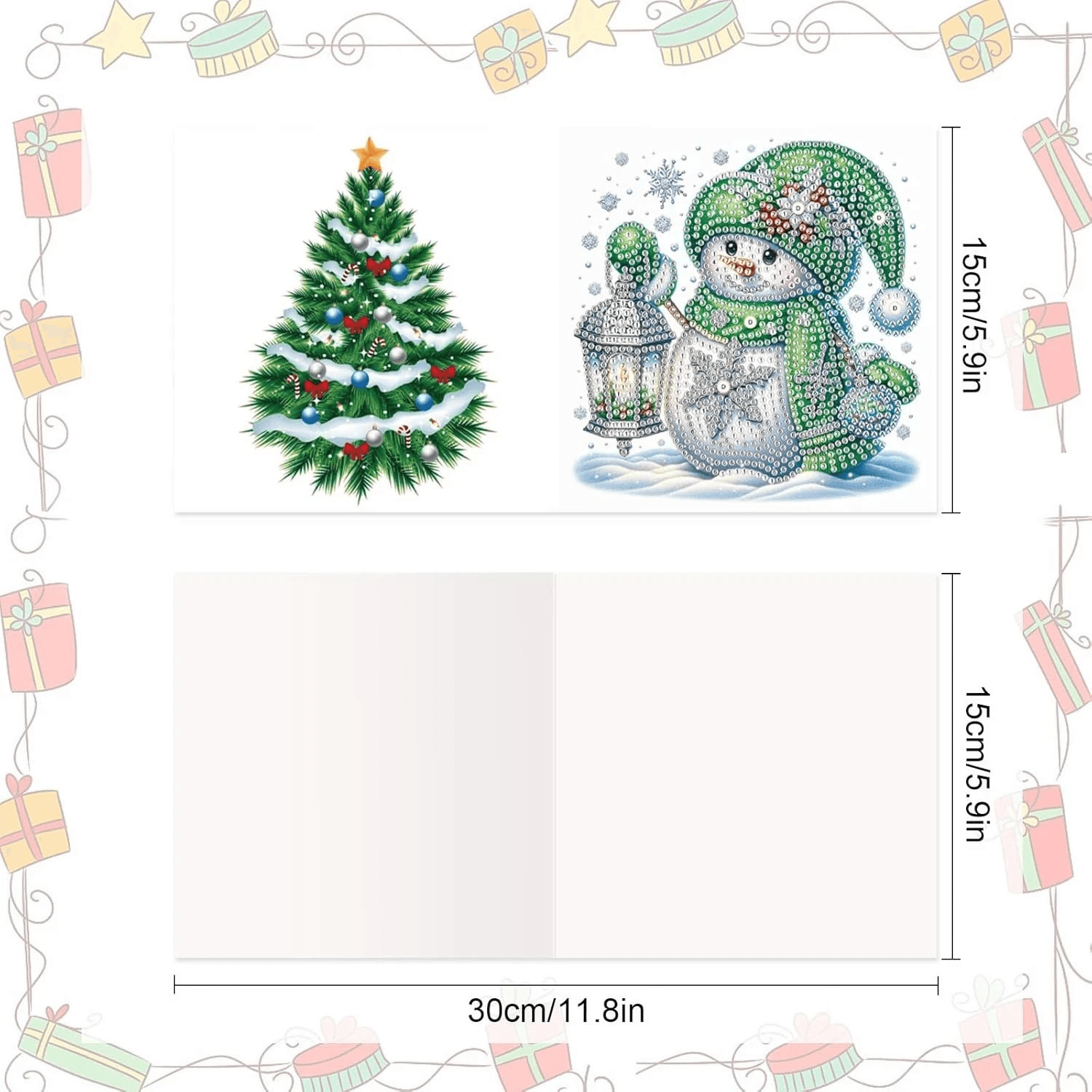 8pcs Christmas Diamond Painting Greeting Cards Christmas snowman & penguin - Thumbnail 3