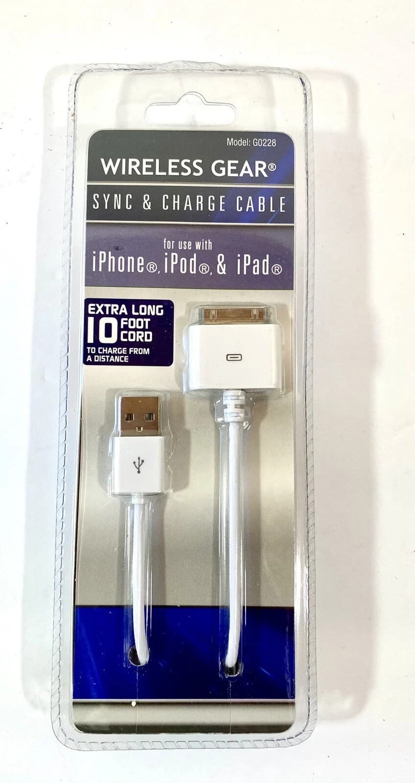 Wireless Gear Sync & Charge Cable for use with iPhone 4,4S, iPod, iPad 10’ Cord - Image 1