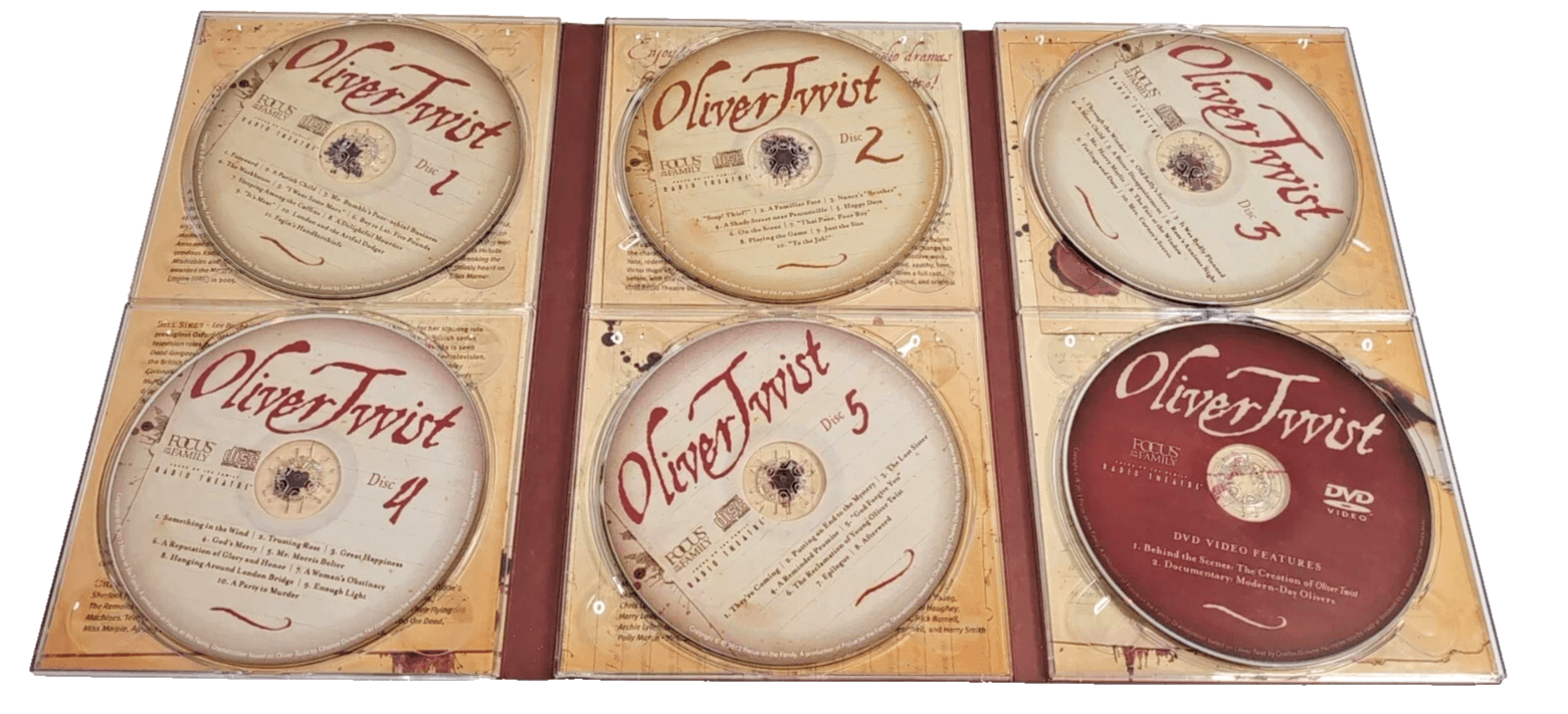 OLIVER TWIST Focus on the Family Radio Theater Drama 5 CDs 1 DVD Homeschool - Thumbnail 3