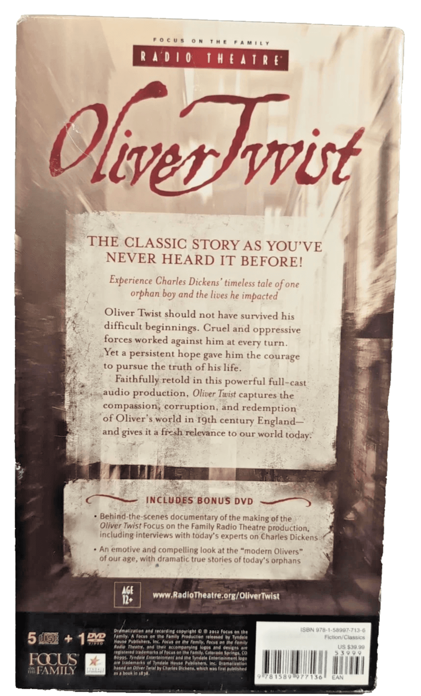 OLIVER TWIST Focus on the Family Radio Theater Drama 5 CDs 1 DVD Homeschool - Thumbnail 2