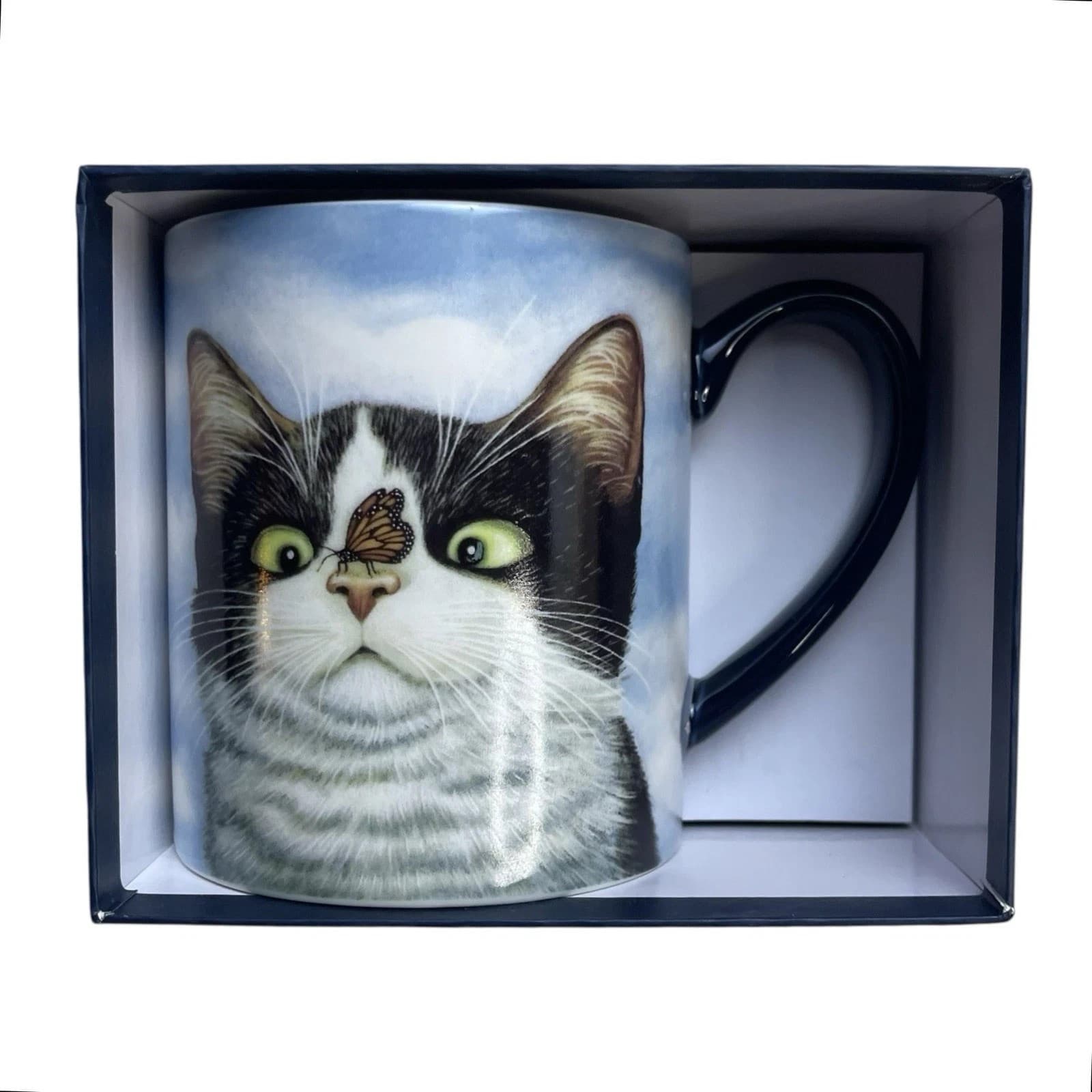 Hugo Hege 14oz Ceramic Mug Box Lowell Herrero Cross Eyed Cat Butterfly Lang 2012 - Thumbnail 3