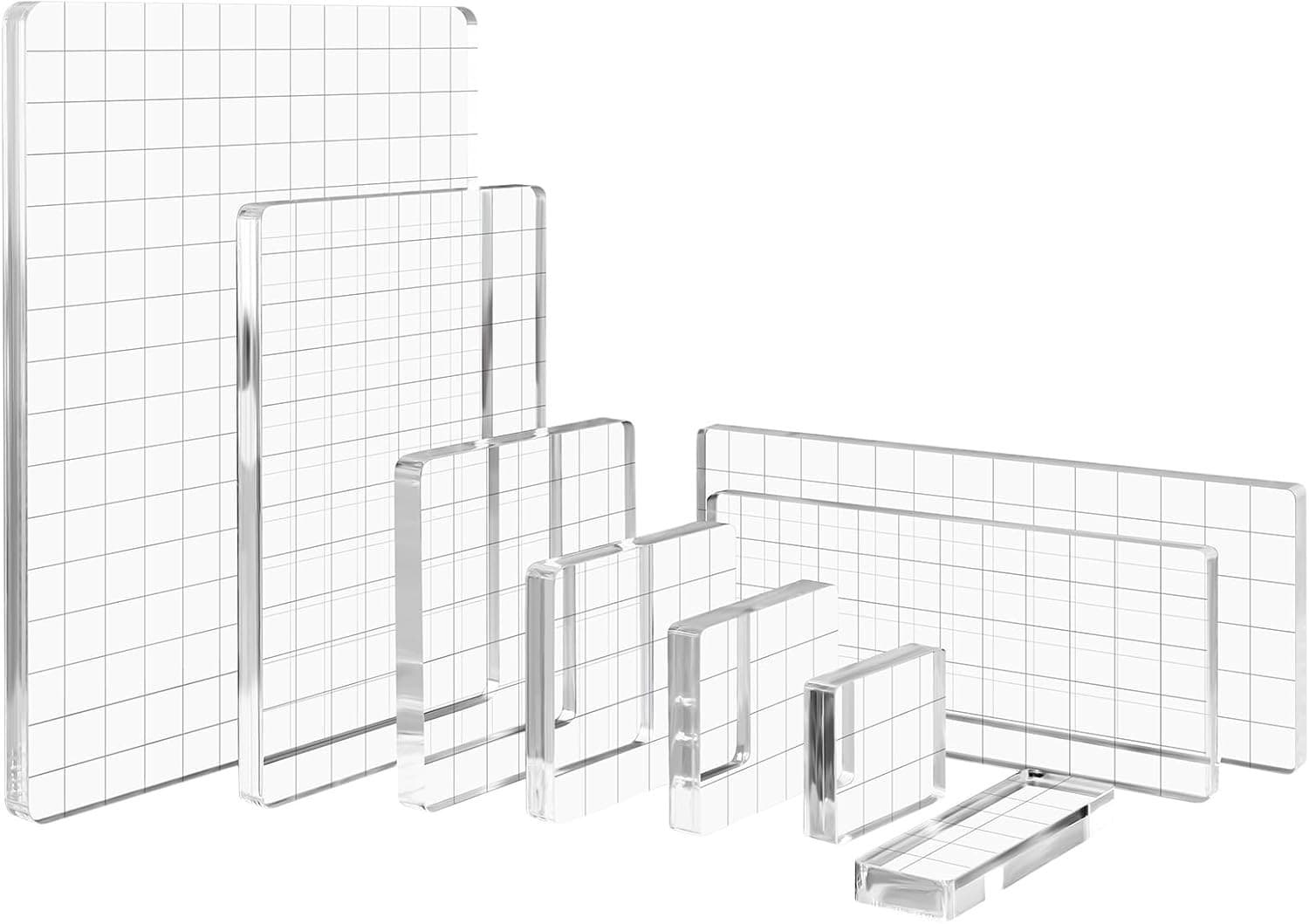 Acrylic Clear Stamping Blocks w/ Grid Lines New - Thumbnail 3