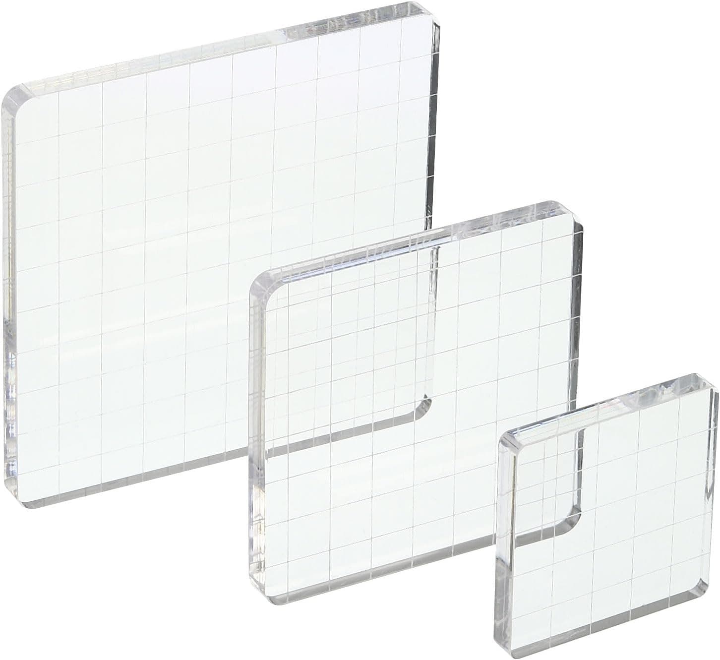Acrylic Clear Stamping Blocks w/ Grid Lines New - Thumbnail 2
