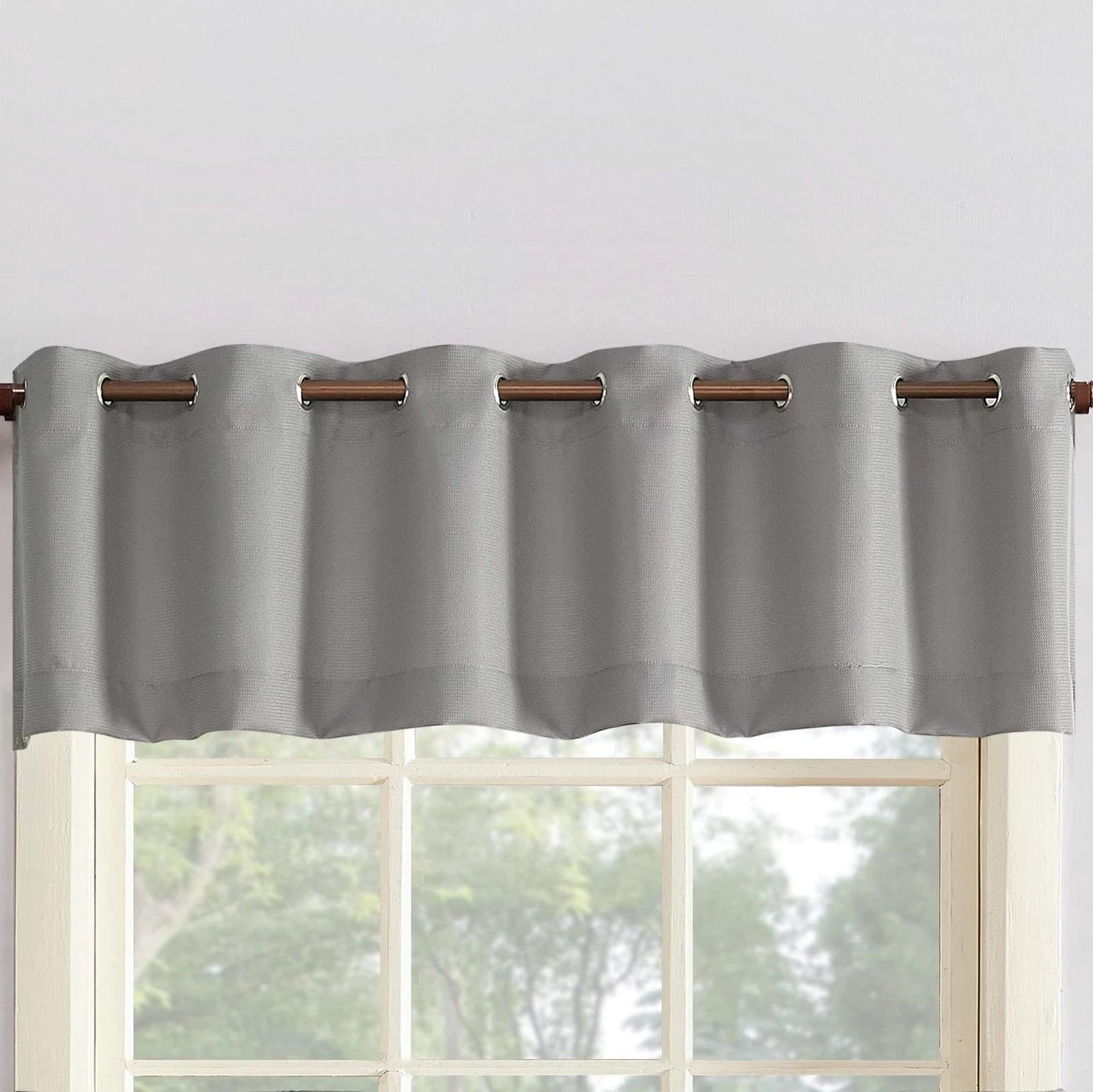 Montego Casual Textured Semi-Sheer Grommet Kitchen Curtain Valance, 56" x 14"... - Image 1