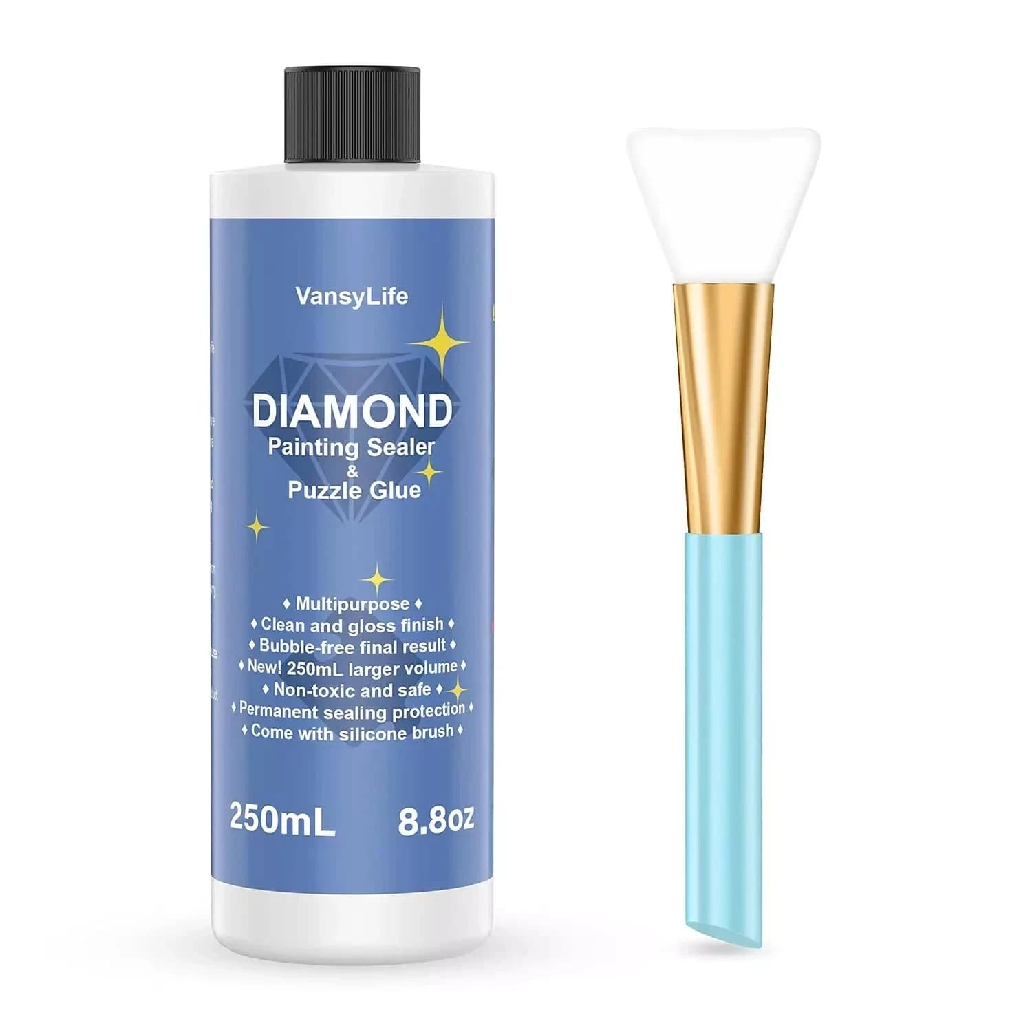Diamond Painting Sealer 250ML with Silicone Brush (Brush Color May Differ) - Image 1