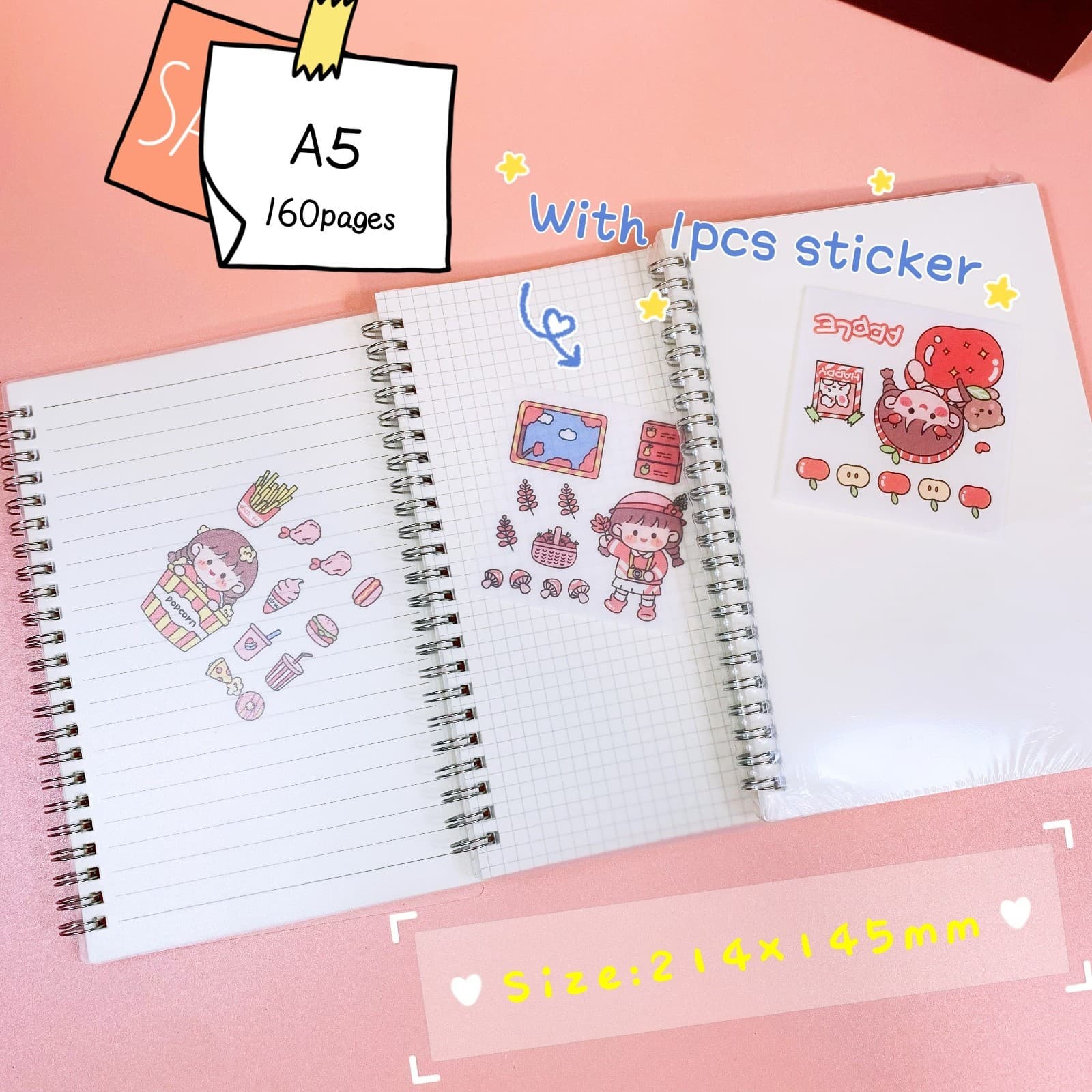 Spring Notebook A5 spiral notebook School Supplies Stationery - Thumbnail 4