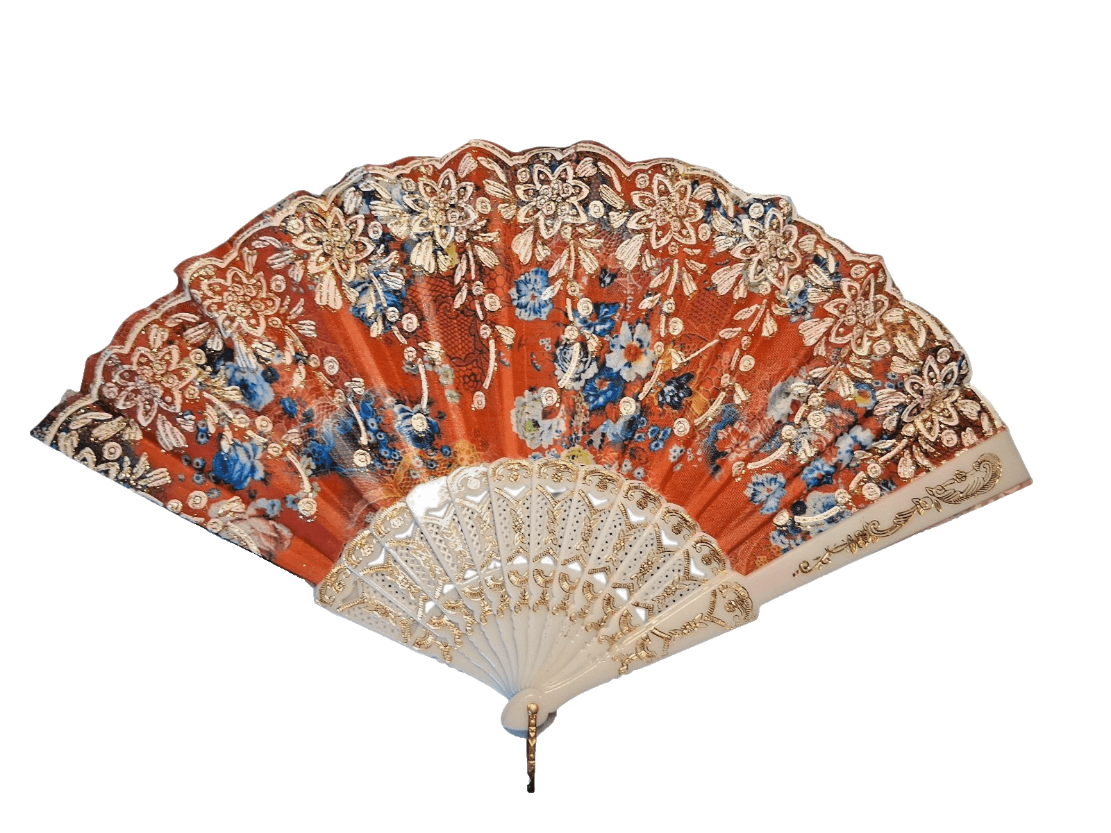 Set of 3 Bright Color Spanish Plastic Dance Fan With Floral Print - Thumbnail 3