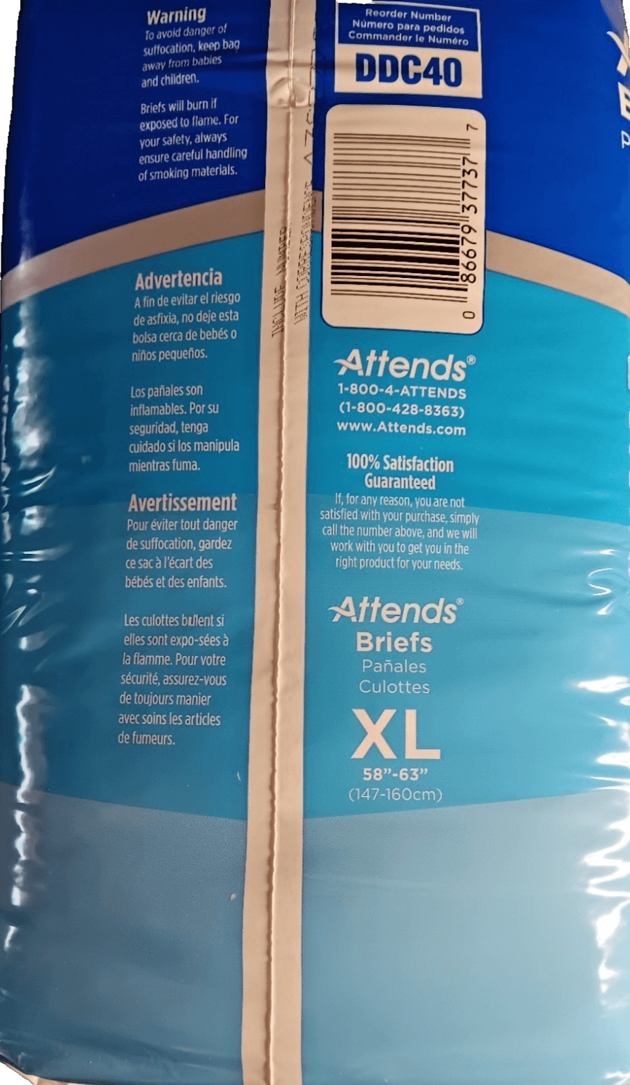 Attends Advanced Incontinence Brief XL Contoured DDC40 Severe 20 Ct - Thumbnail 5