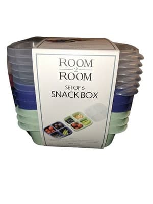 4-Compartment Snack Containers - 12 -Piece Set with 6 Trays & 6 Custom Lids - Thumbnail 2