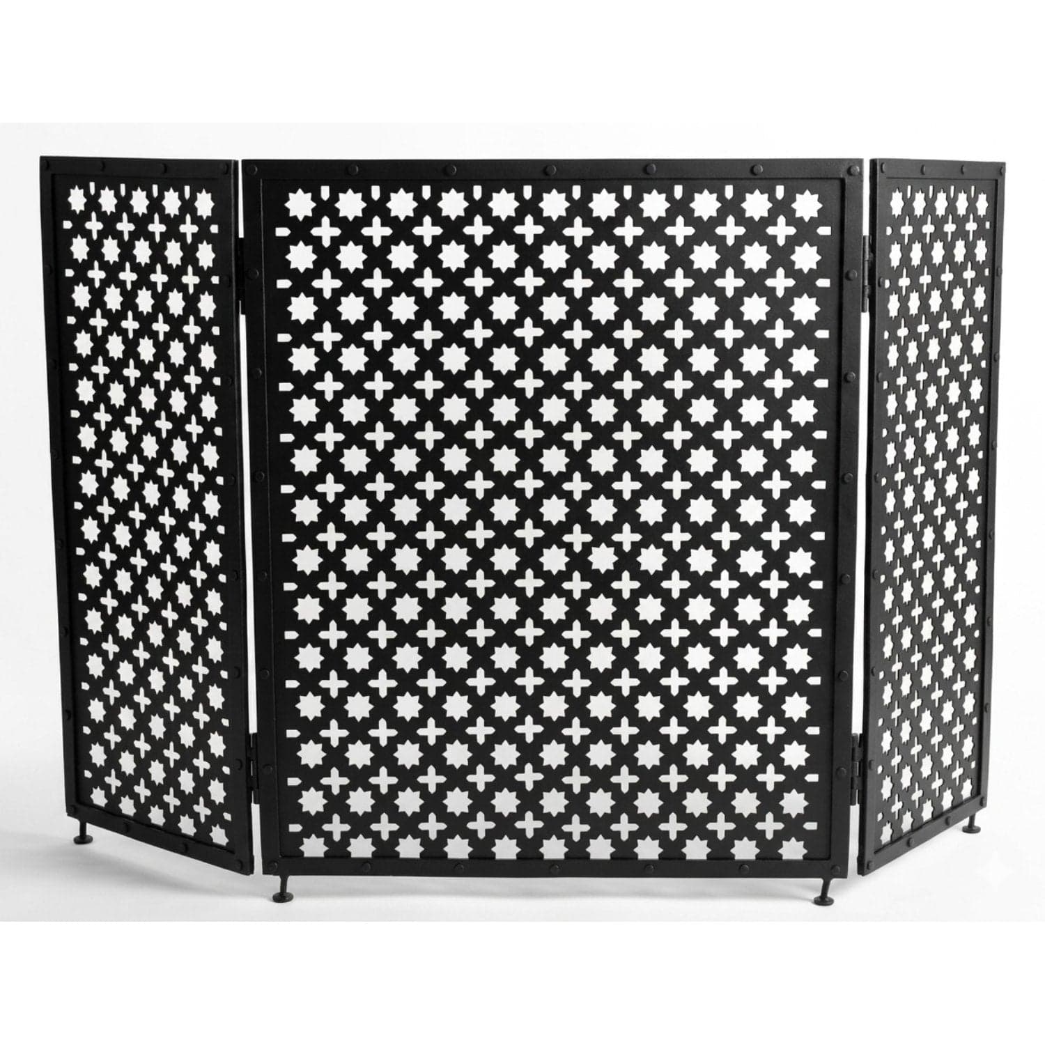 Black Iron Fireplace Screen w/Cutouts - Image 1