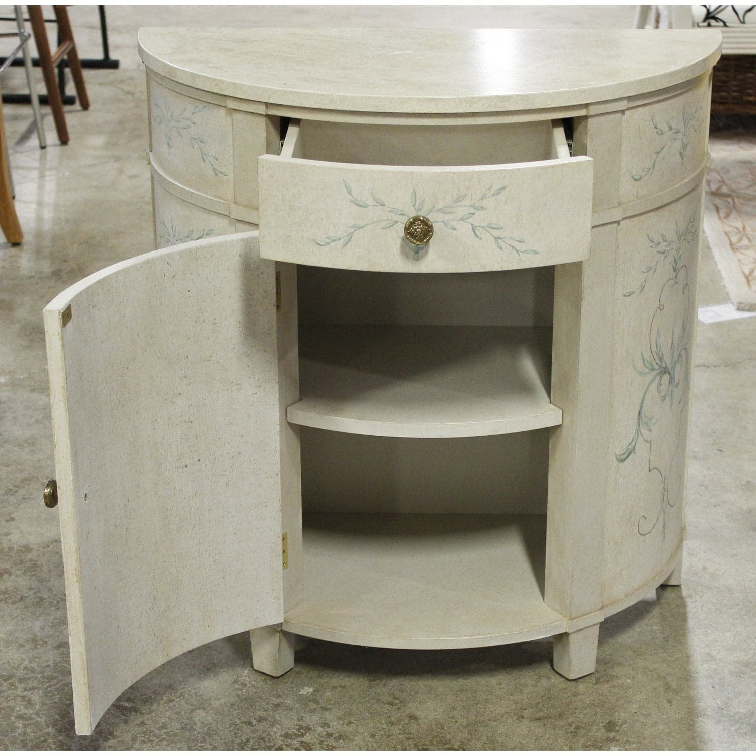 Ivory Demilune Console Cabinet - Ivory - Thumbnail 2