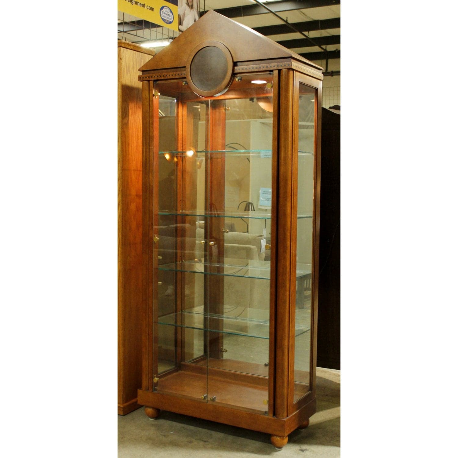 Hickory White Pediment Top Curio Cabinet - Thumbnail 3