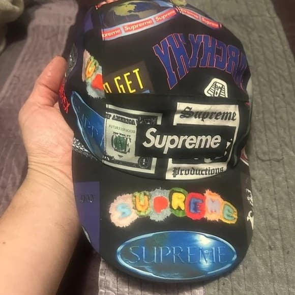 Supreme Black Multicolor Logo Cap - Image 1