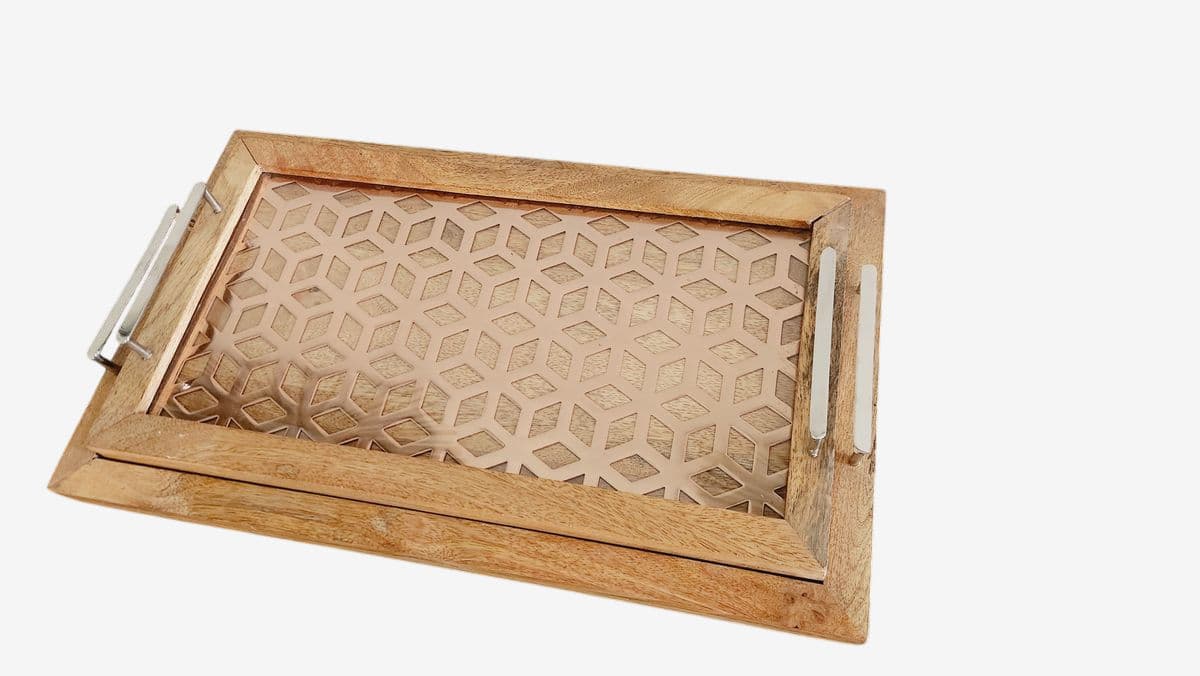 NEW Mango Wood Tray Set