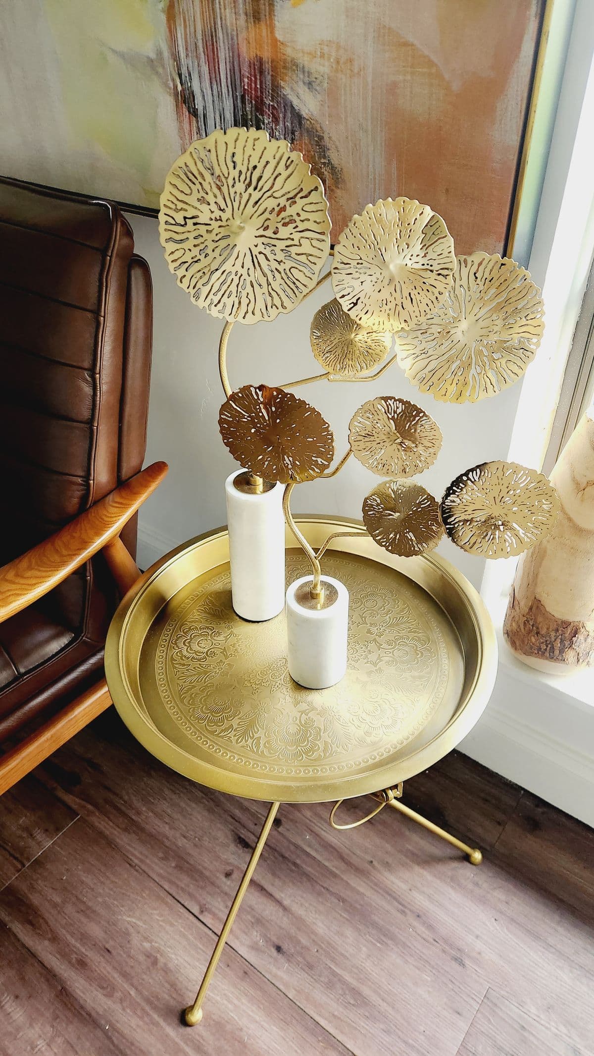 SET OF 2 , LOTUS TREE TABLE TOP DECOR WITH MARBLE BASE - Thumbnail 2