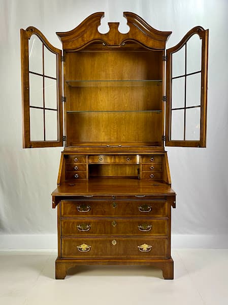 Vintage White Fine Furniture Chippendale Style Secretary Desk - Thumbnail 3