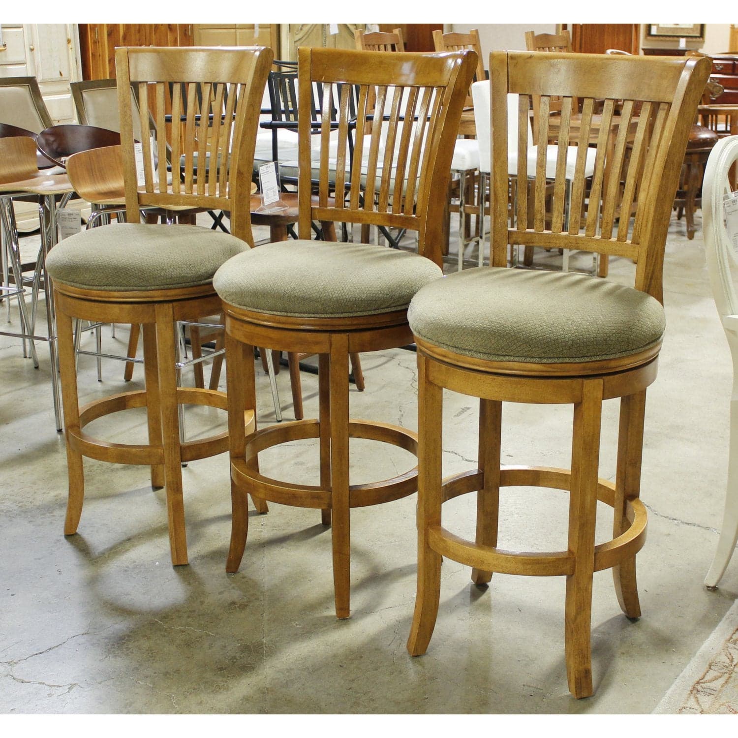 Hillsdale Furniture Trio of Wooden Swivel Bar Stools - Beige - Thumbnail 2