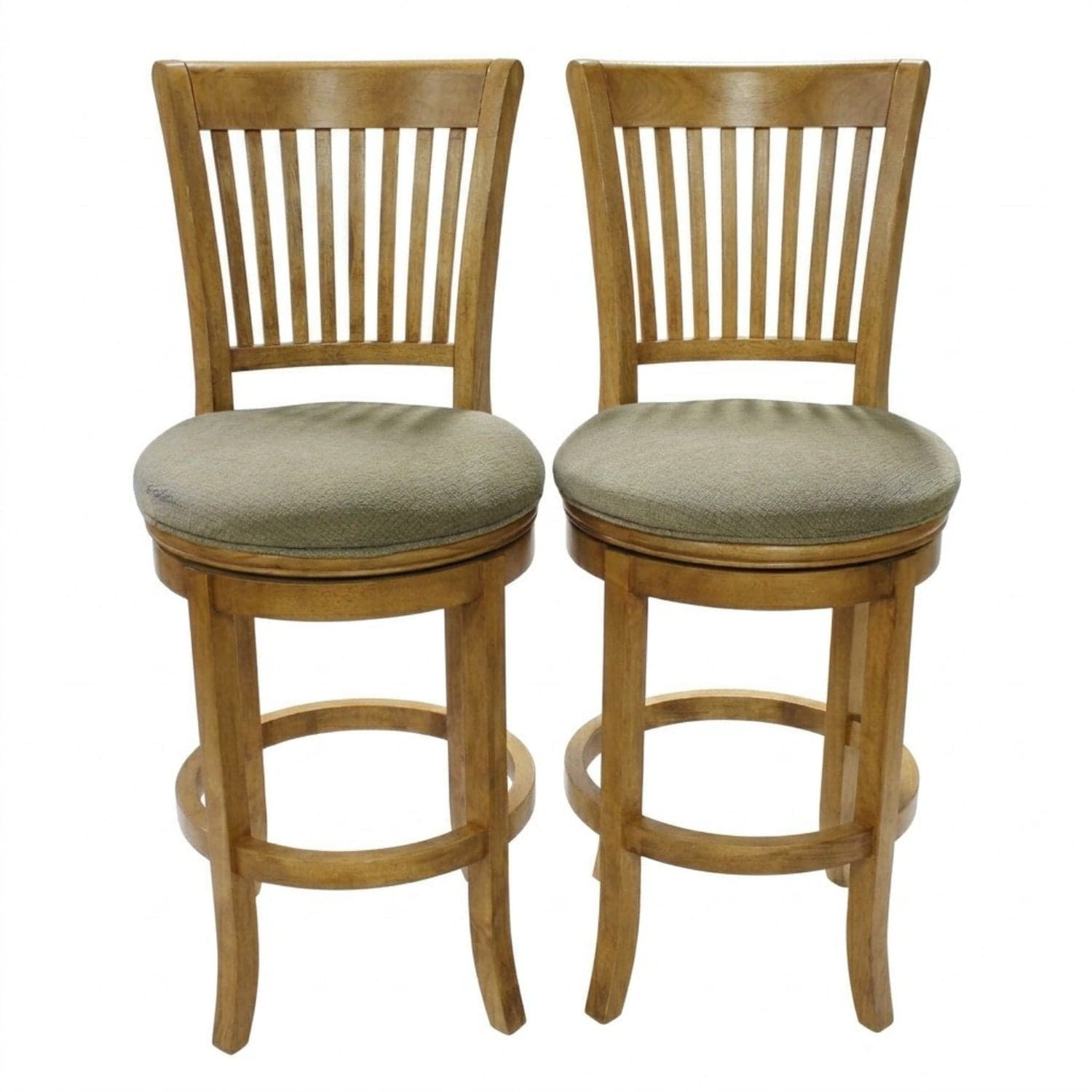 Hillsdale Furniture Pair of Wooden Swivel Bar Stools - Beige - Image 1