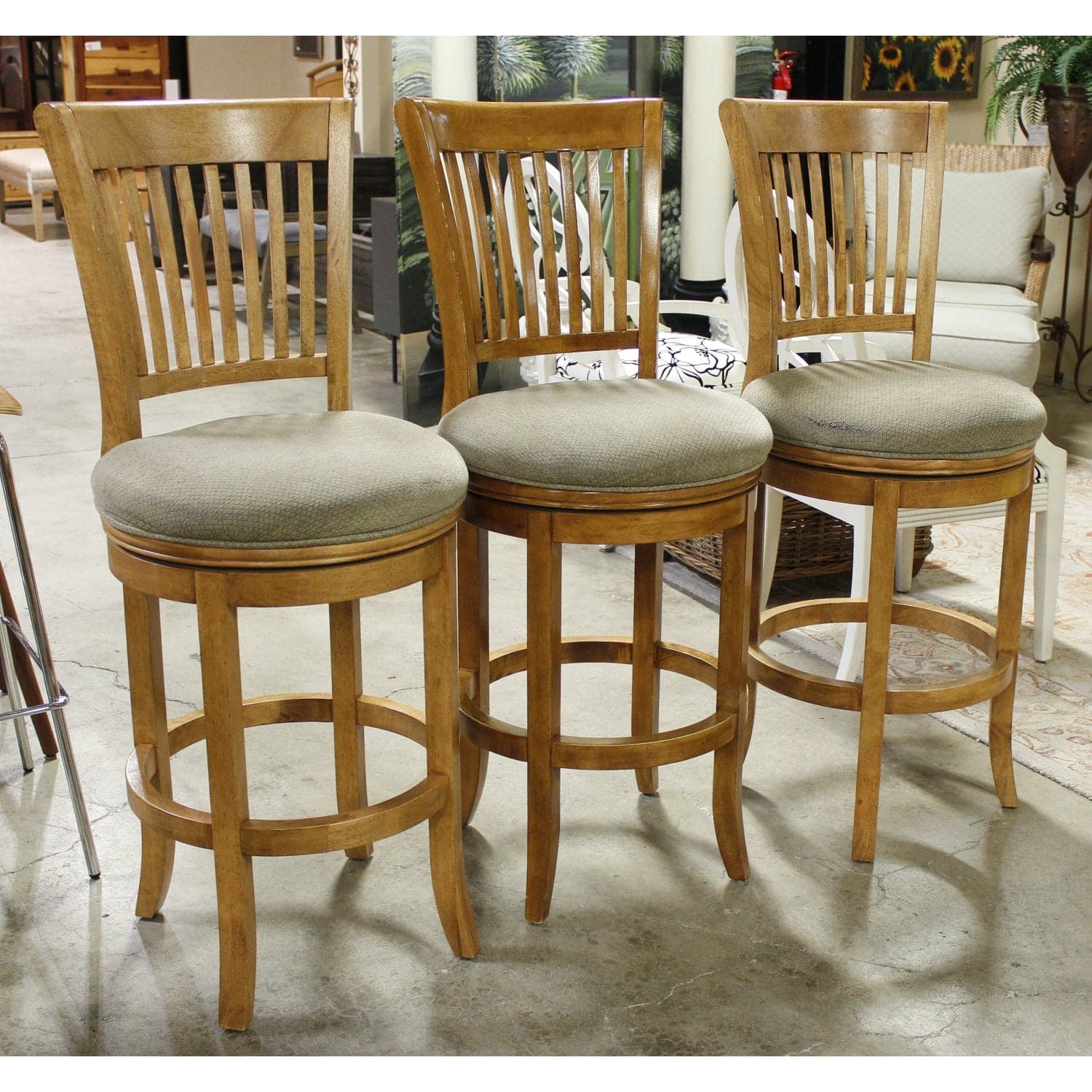 Hillsdale Furniture Trio of Wooden Swivel Bar Stools - Beige - Thumbnail 3