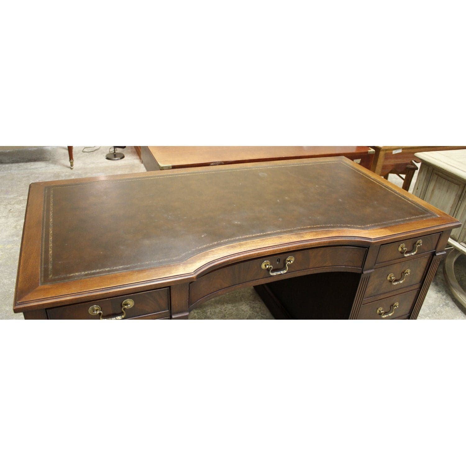 Heckman Vintage Mahogany Leather Top Desk - Thumbnail 5