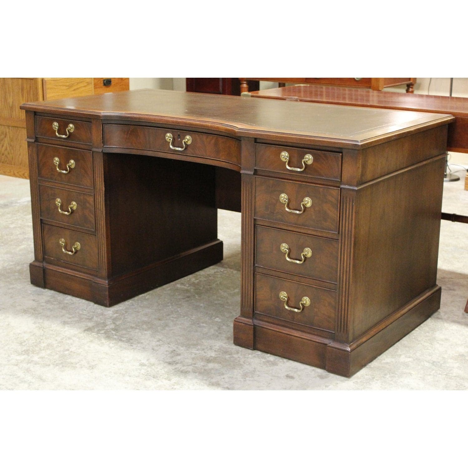 Heckman Vintage Mahogany Leather Top Desk - Thumbnail 4
