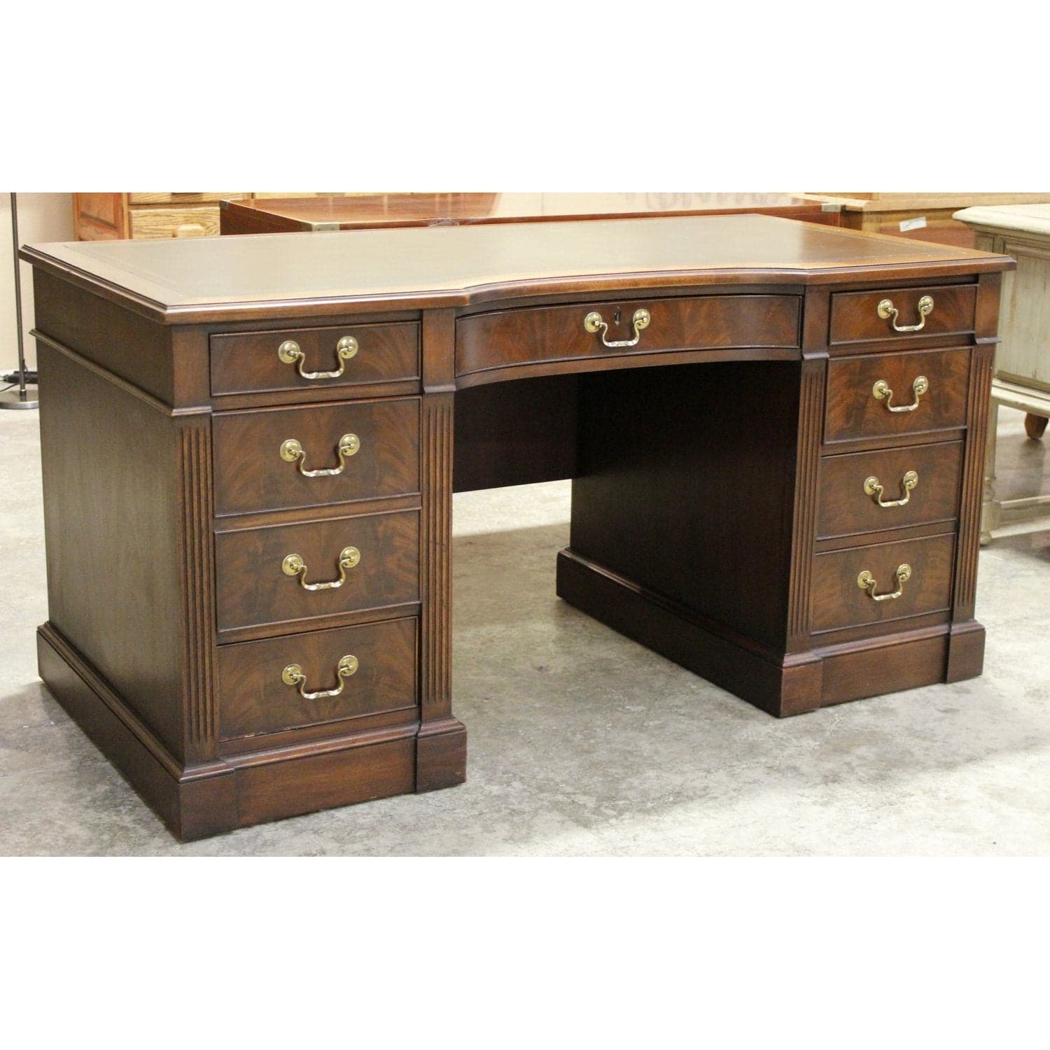 Heckman Vintage Mahogany Leather Top Desk - Thumbnail 3