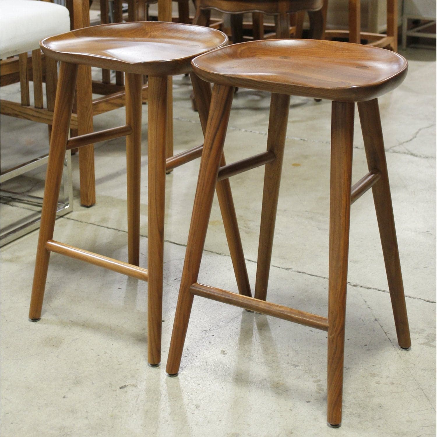 Rejuvenation Pair of Solid Walnut 'Randle Tractor' Counter Stools - Walnut - Thumbnail 3