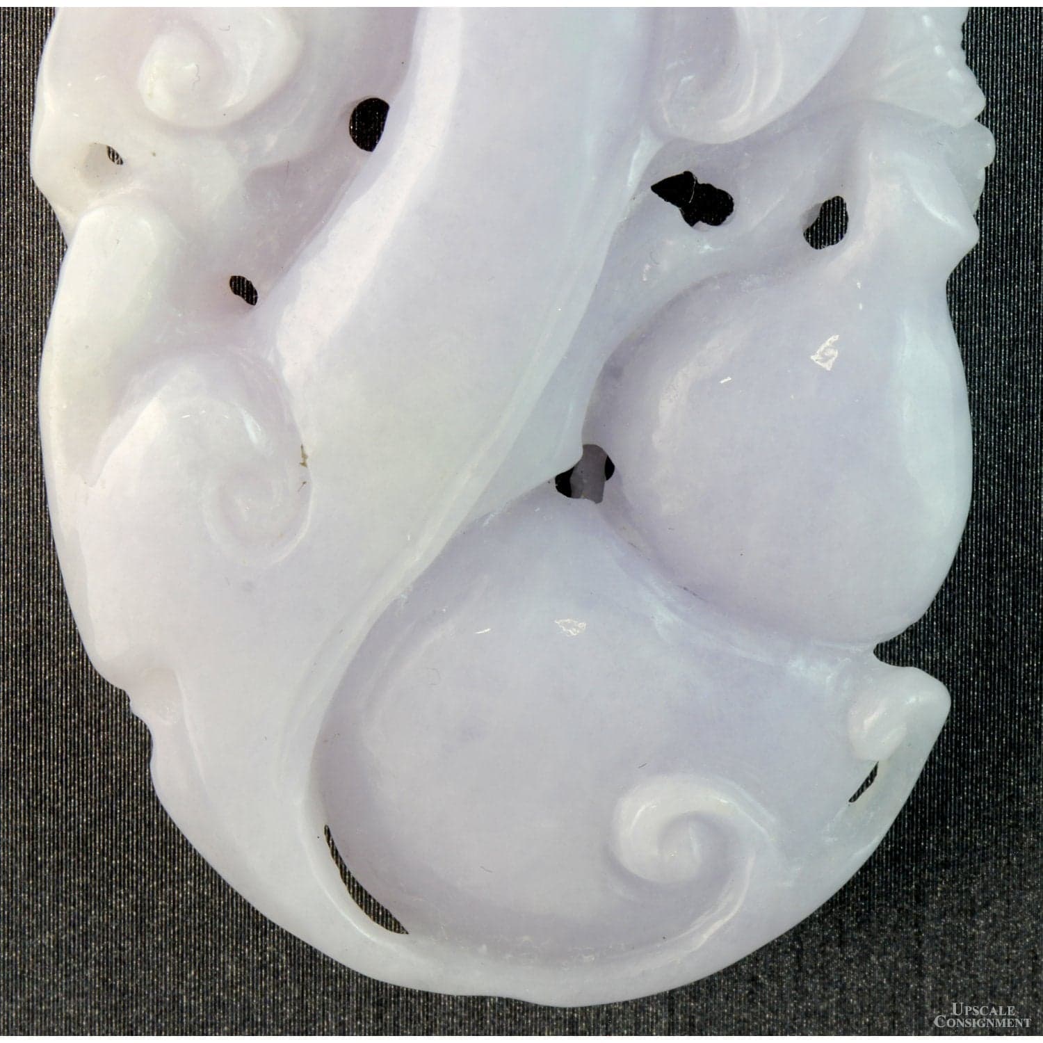 Natural Lavender Jadeite Double-Sided Carved Pendant – 14K Gold - 2.875"(L) - Thumbnail 7