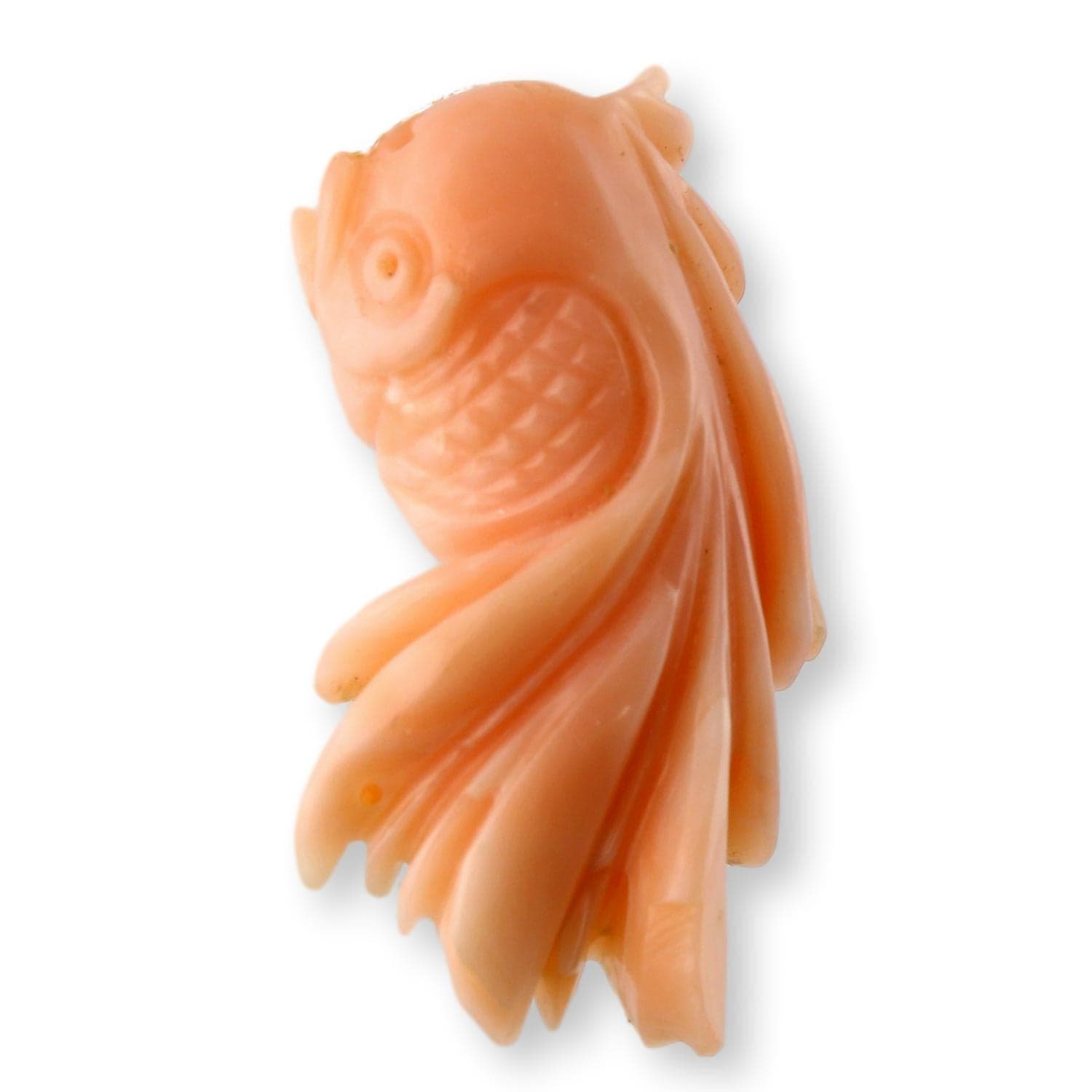 Angel Skin Coral Koi Fish Carved Pendant – Soft Blush Tones - 1.25"(l) x .75"(w) - Thumbnail 2