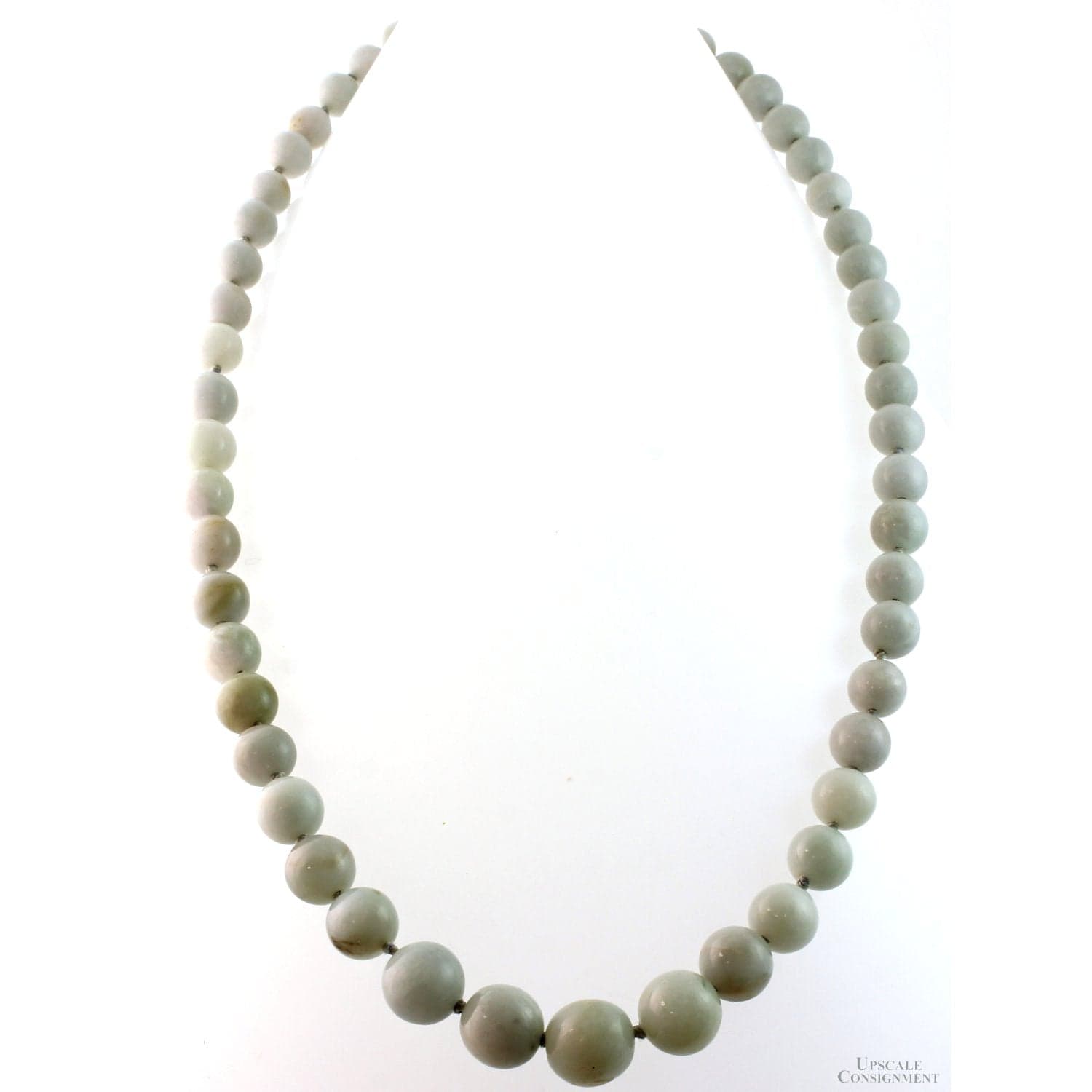 Nephrite Jade Graduated Bead Necklace with 14K Gold Filled Clasp - 23" - Image 1