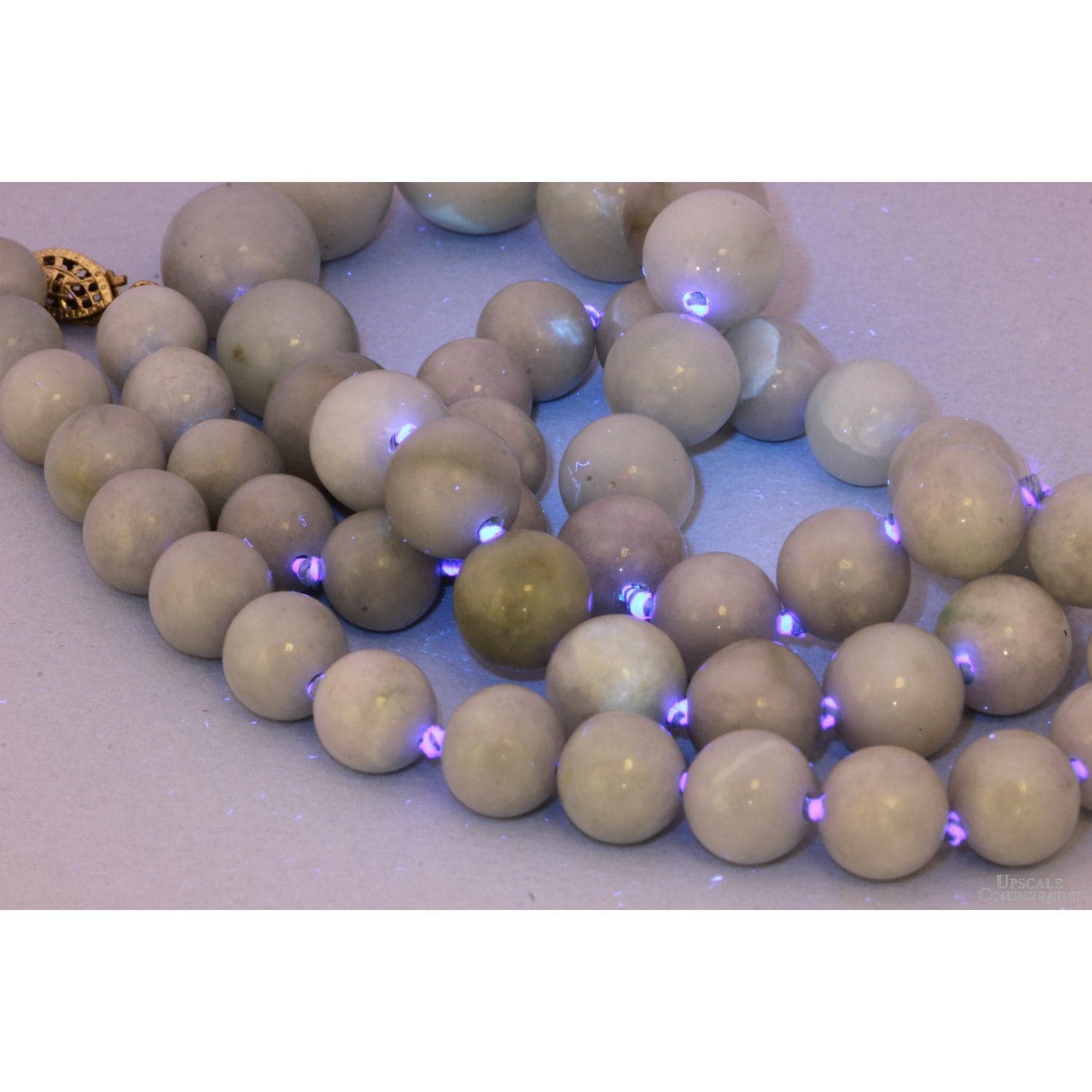 Nephrite Jade Graduated Bead Necklace with 14K Gold Filled Clasp - 23" - Thumbnail 4