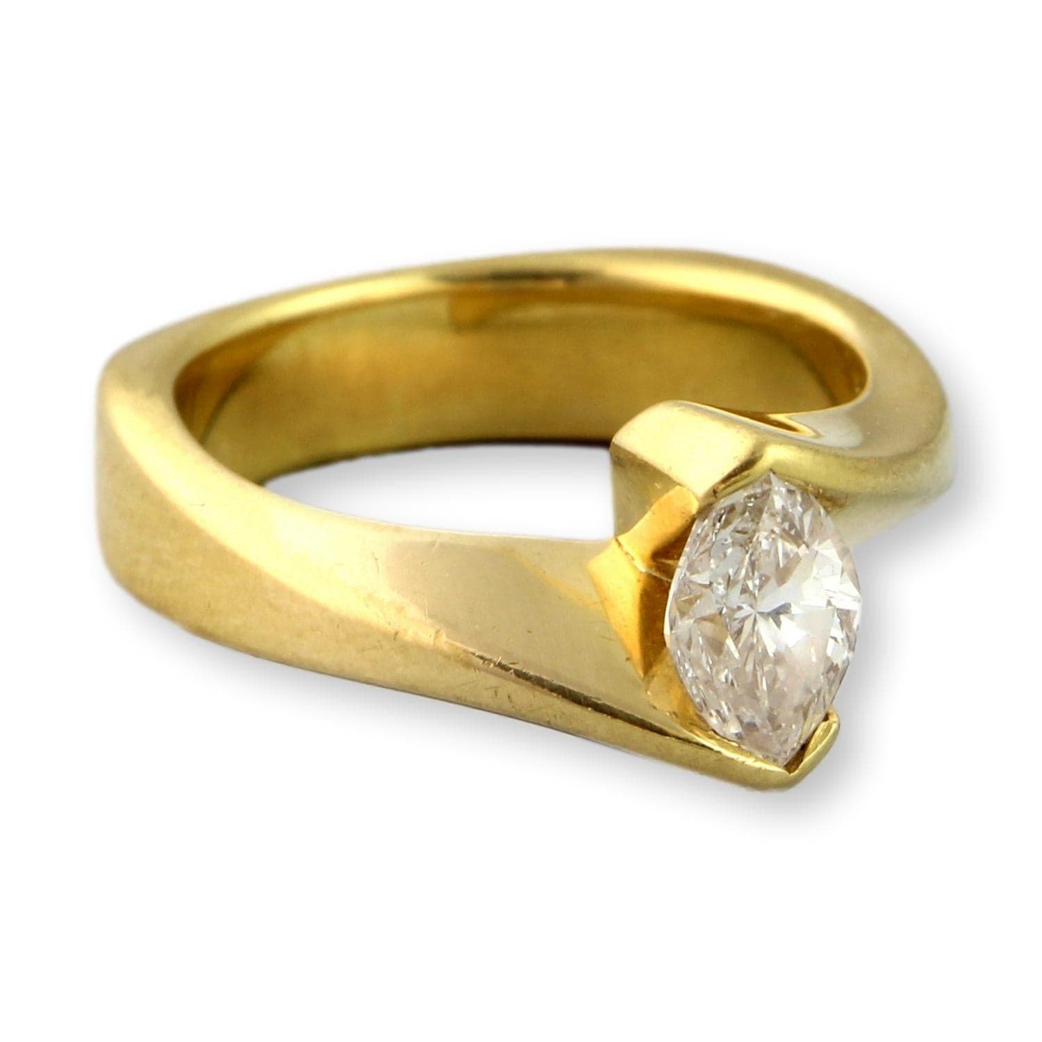 0.96ct Marquise Diamond Ring in 18K Yellow Gold – G VS2 IGI Graded, Custom Mounting - Size 6.75 - Thumbnail 3