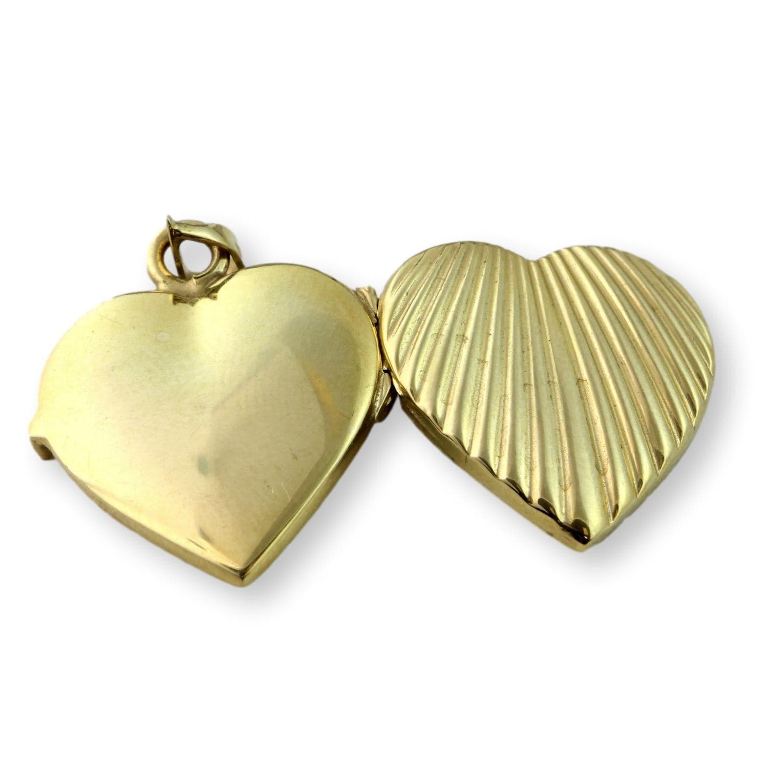 14K Yellow Gold Heart Shaped Photo Locket Pendant - 3.82G - Thumbnail 3