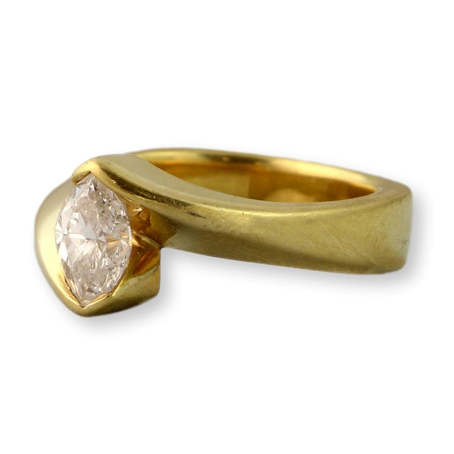 0.96ct Marquise Diamond Ring in 18K Yellow Gold – G VS2 IGI Graded, Custom Mounting - Size 6.75 - Thumbnail 2