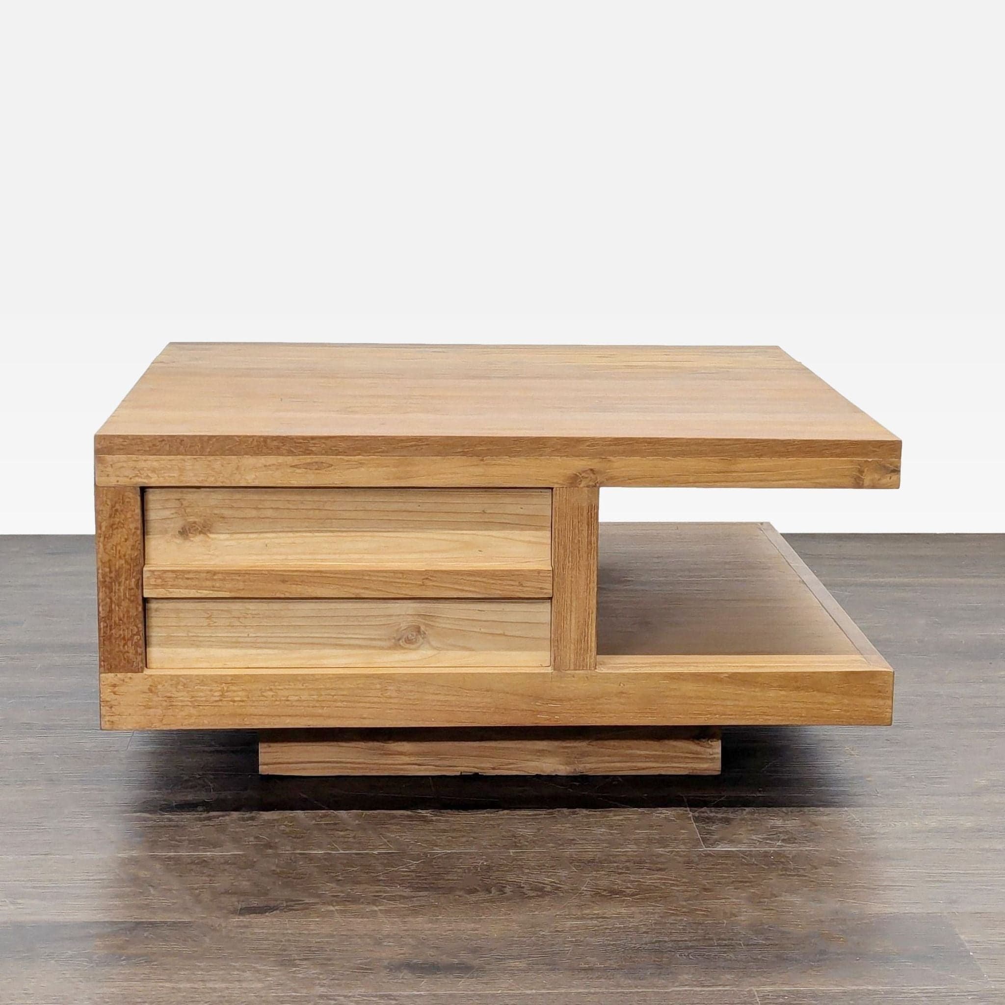 Two Tier Teak Coffee Table with Drawer - Image 1