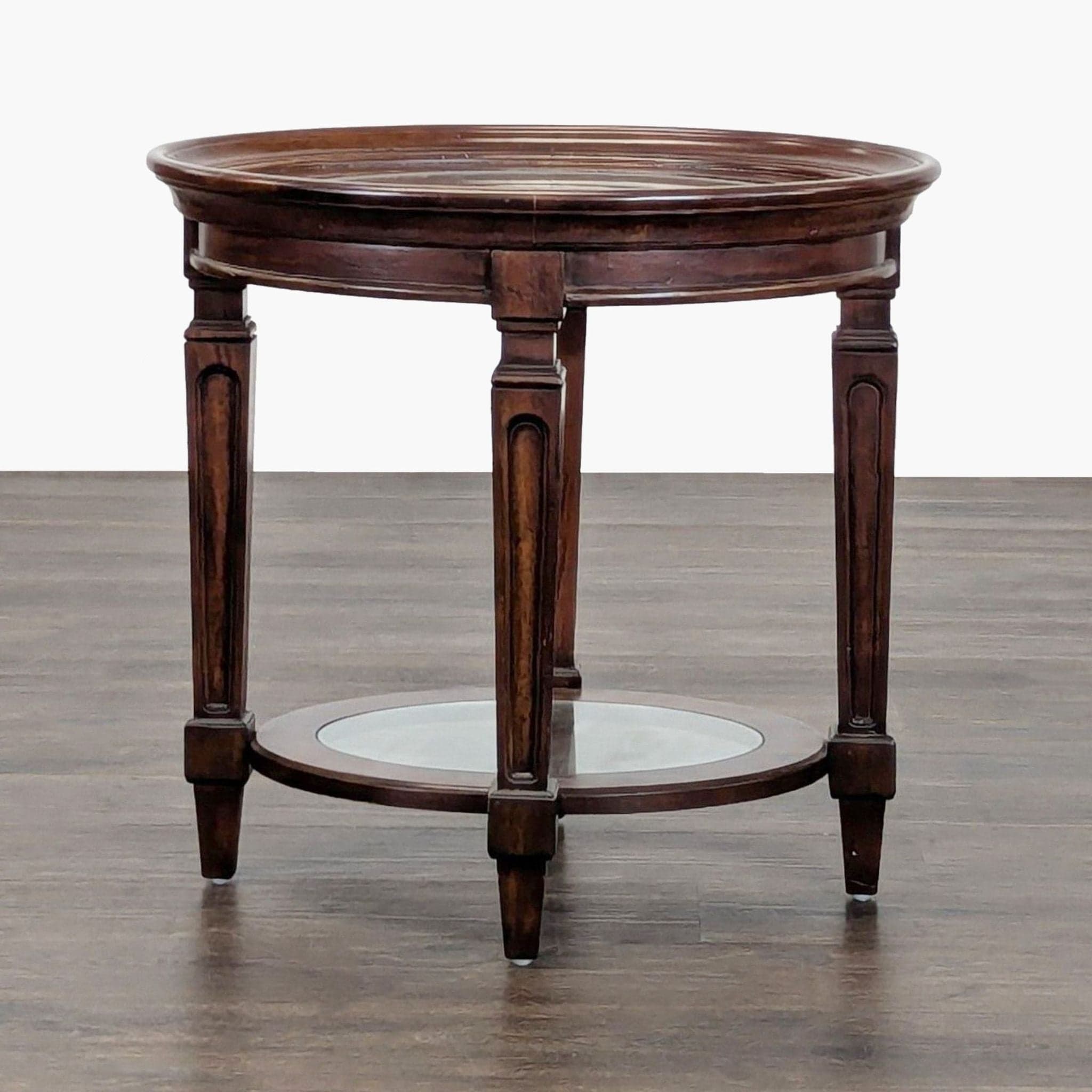 Wood End Table with Glass Insert Top and Shelf - Thumbnail 7