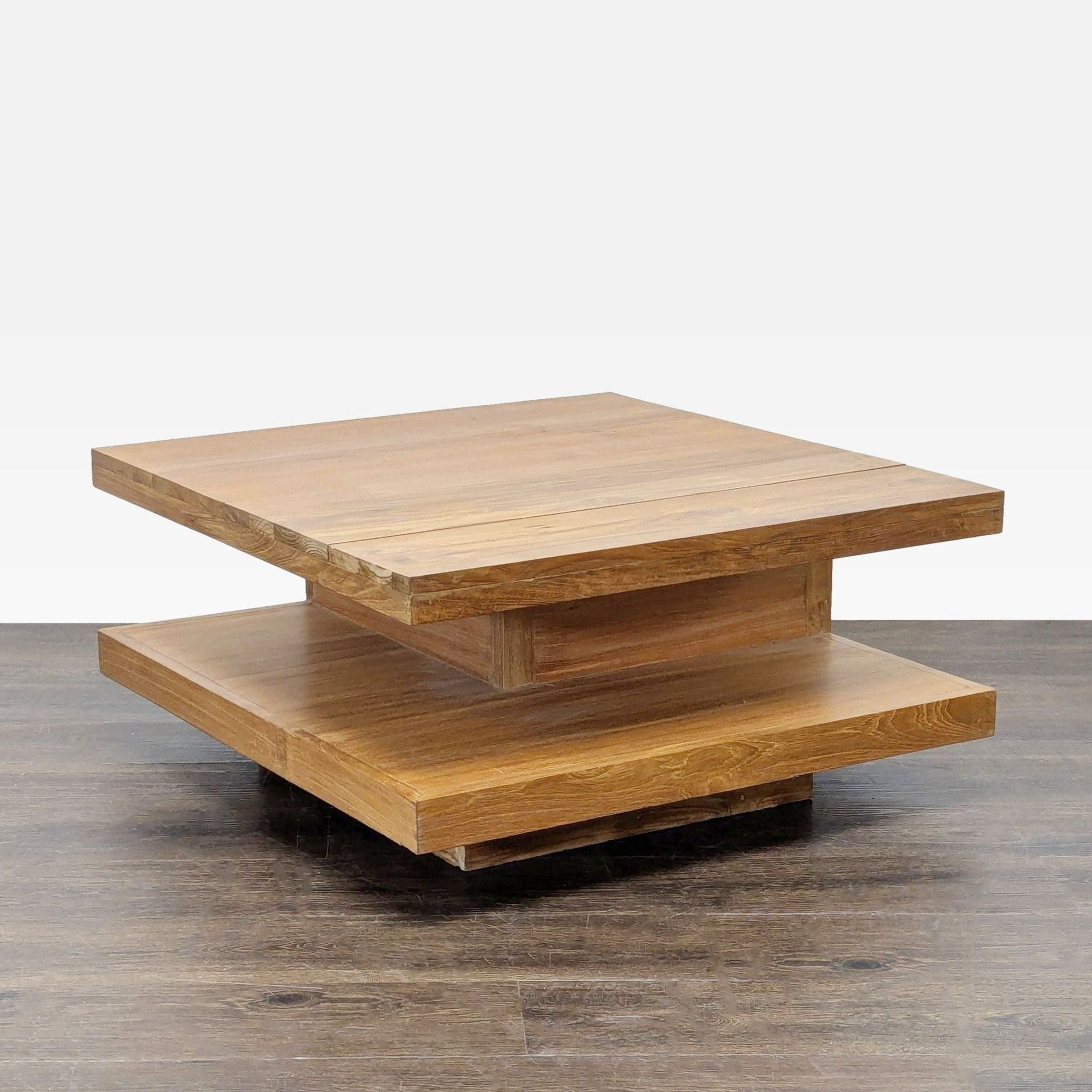 Two Tier Teak Coffee Table with Drawer - Thumbnail 6
