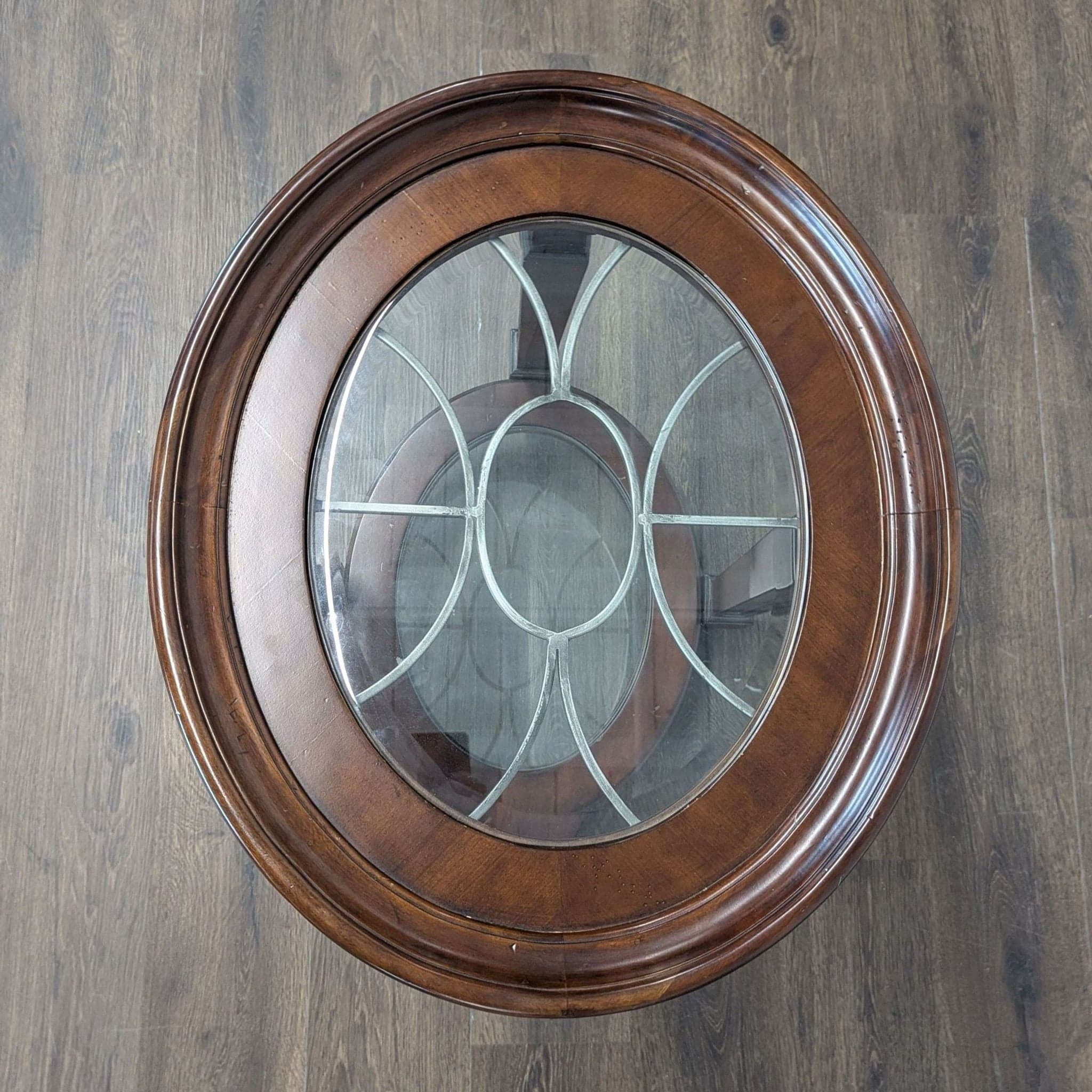 Wood End Table with Glass Insert Top and Shelf - Thumbnail 5