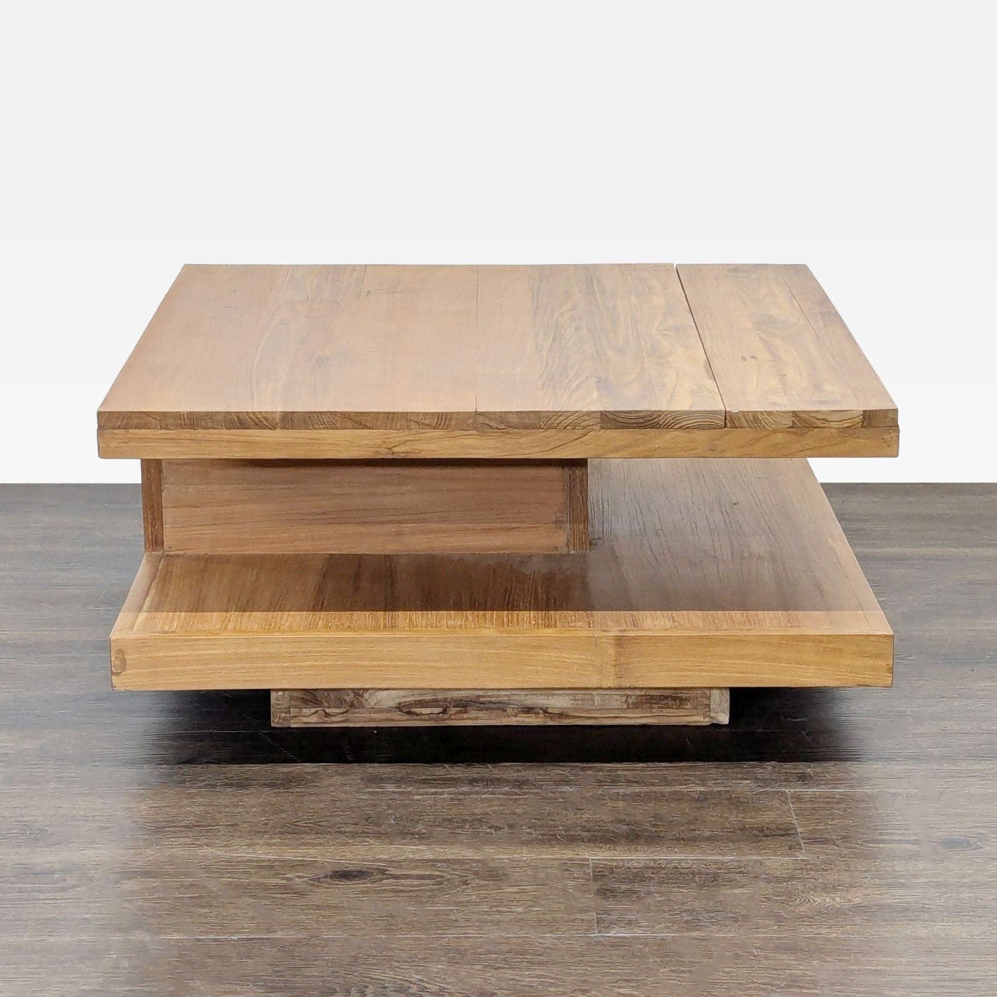 Two Tier Teak Coffee Table with Drawer - Thumbnail 7