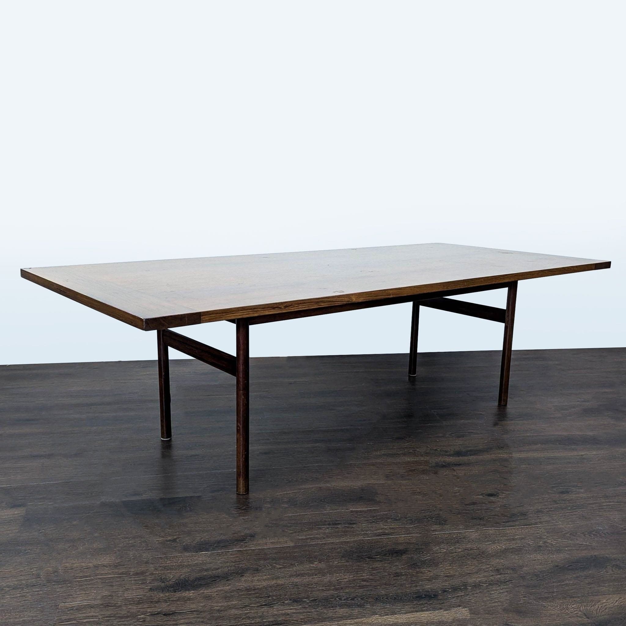 Vintage Rosewood Dining Table with Wood Base - Thumbnail 2