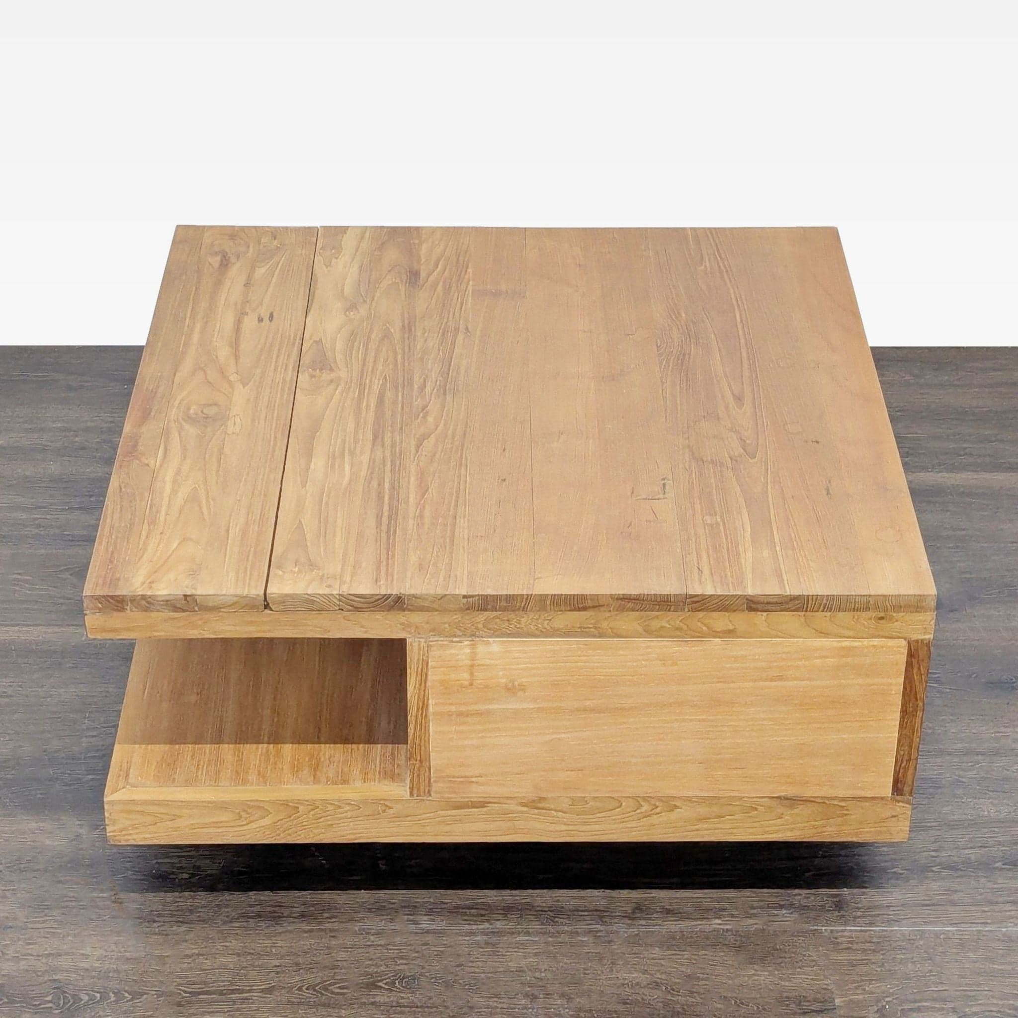 Two Tier Teak Coffee Table with Drawer - Thumbnail 3