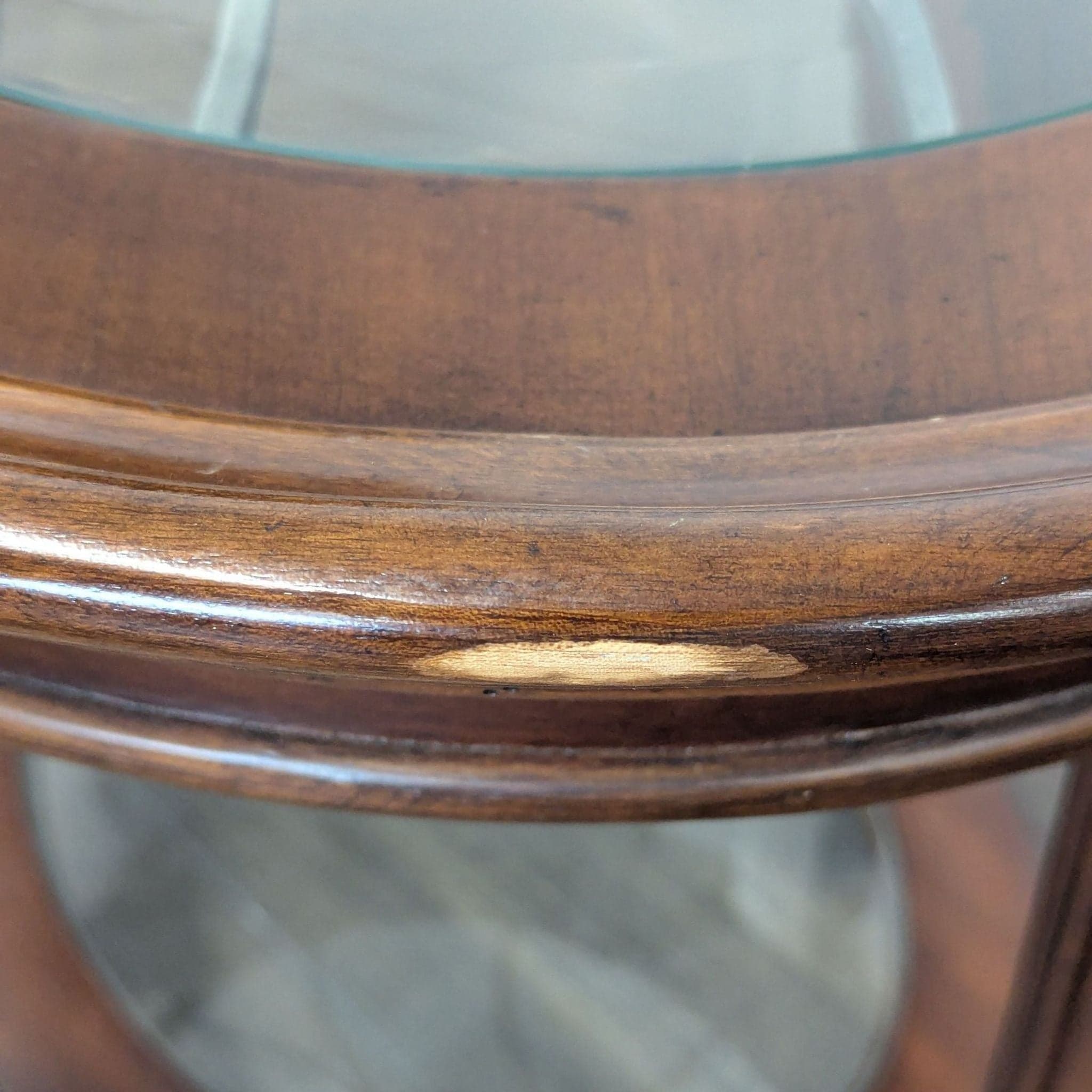 Wood End Table with Glass Insert Top and Shelf - Thumbnail 6