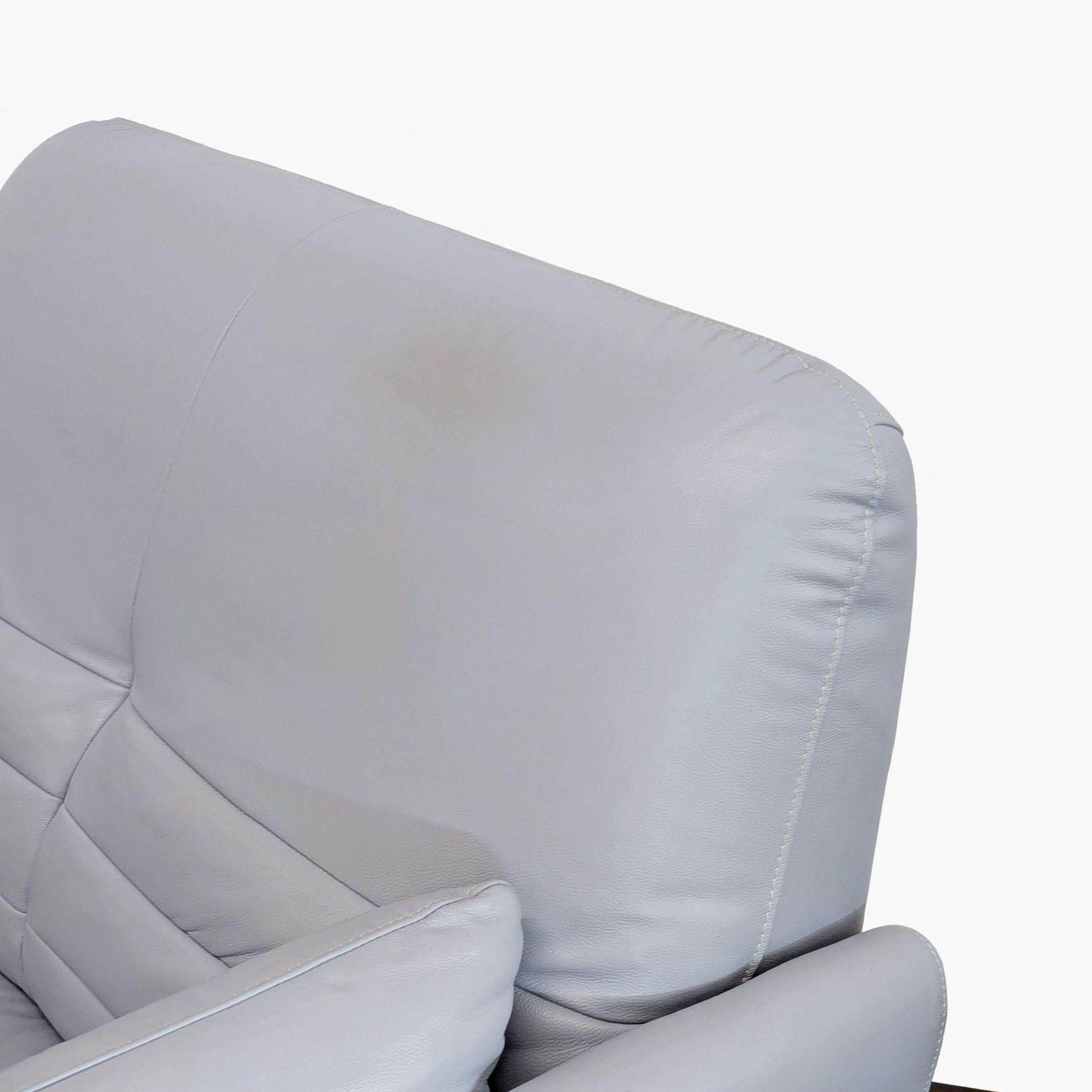 Modern Light Gray Leather Lounge Chair with Metal Base - Thumbnail 3