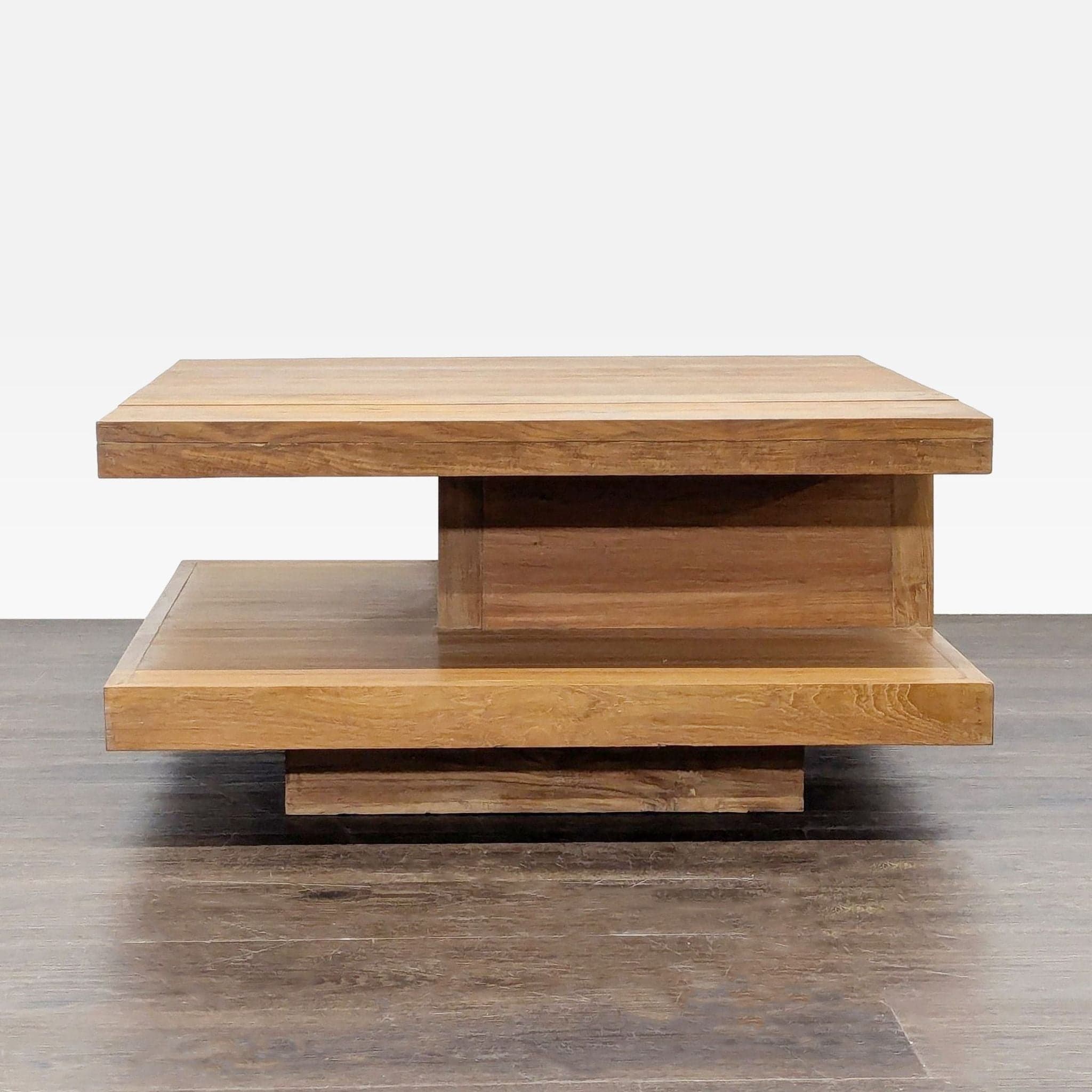 Two Tier Teak Coffee Table with Drawer - Thumbnail 2