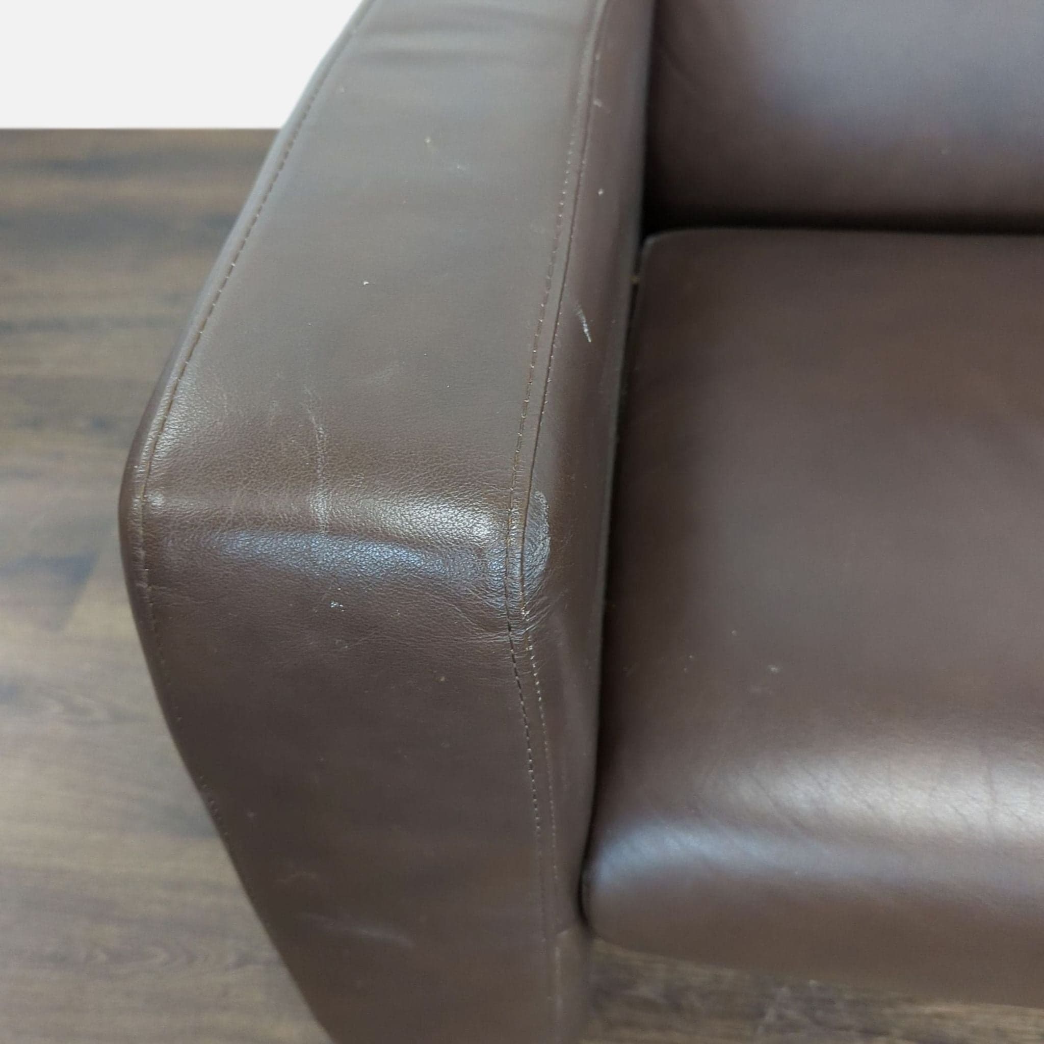 Stressless Brown Leather Sectional Sofa with Wood Legs - Thumbnail 4