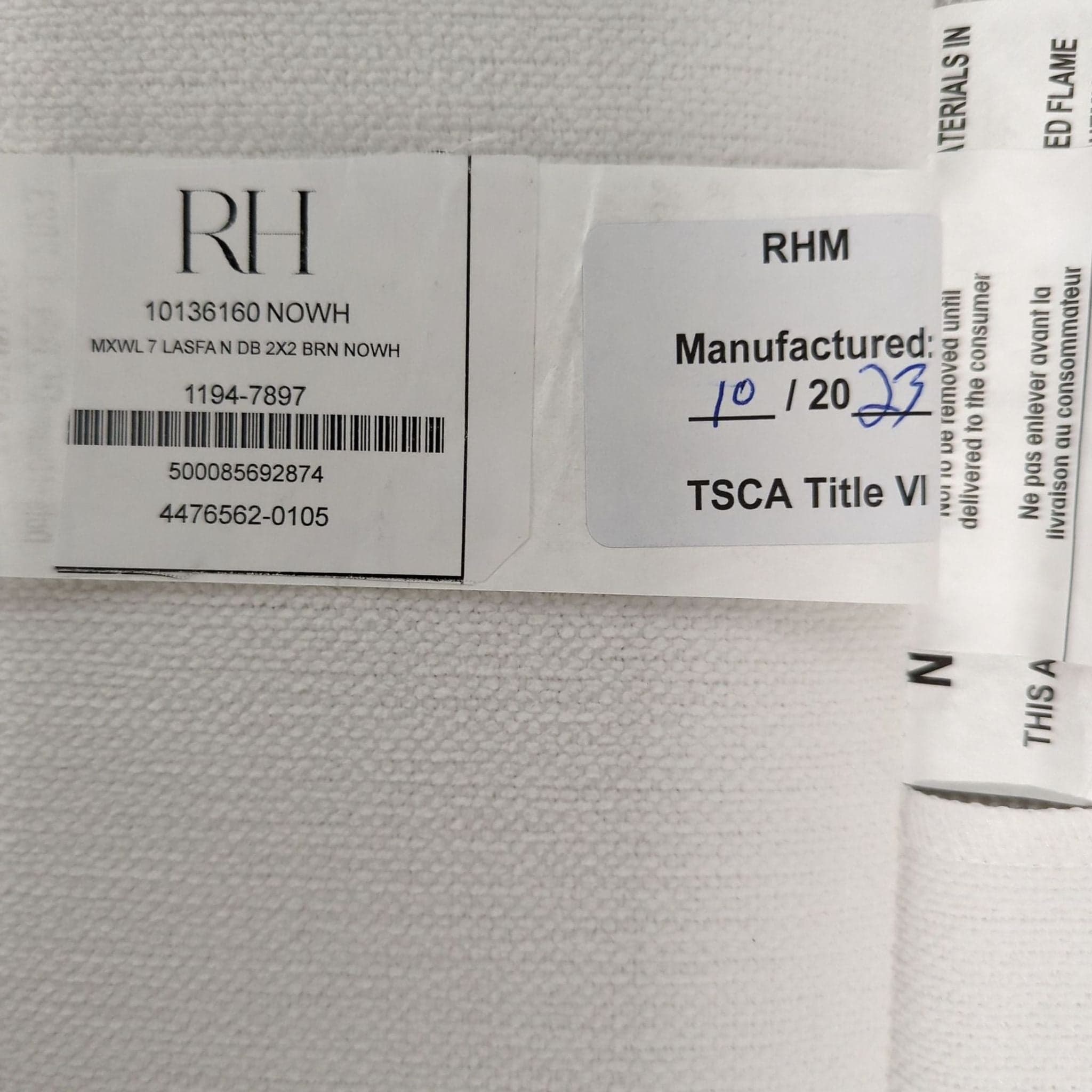 Restoration Hardware Maxwell White Sectional Sofa - Modern L-Shaped Couch - Thumbnail 9