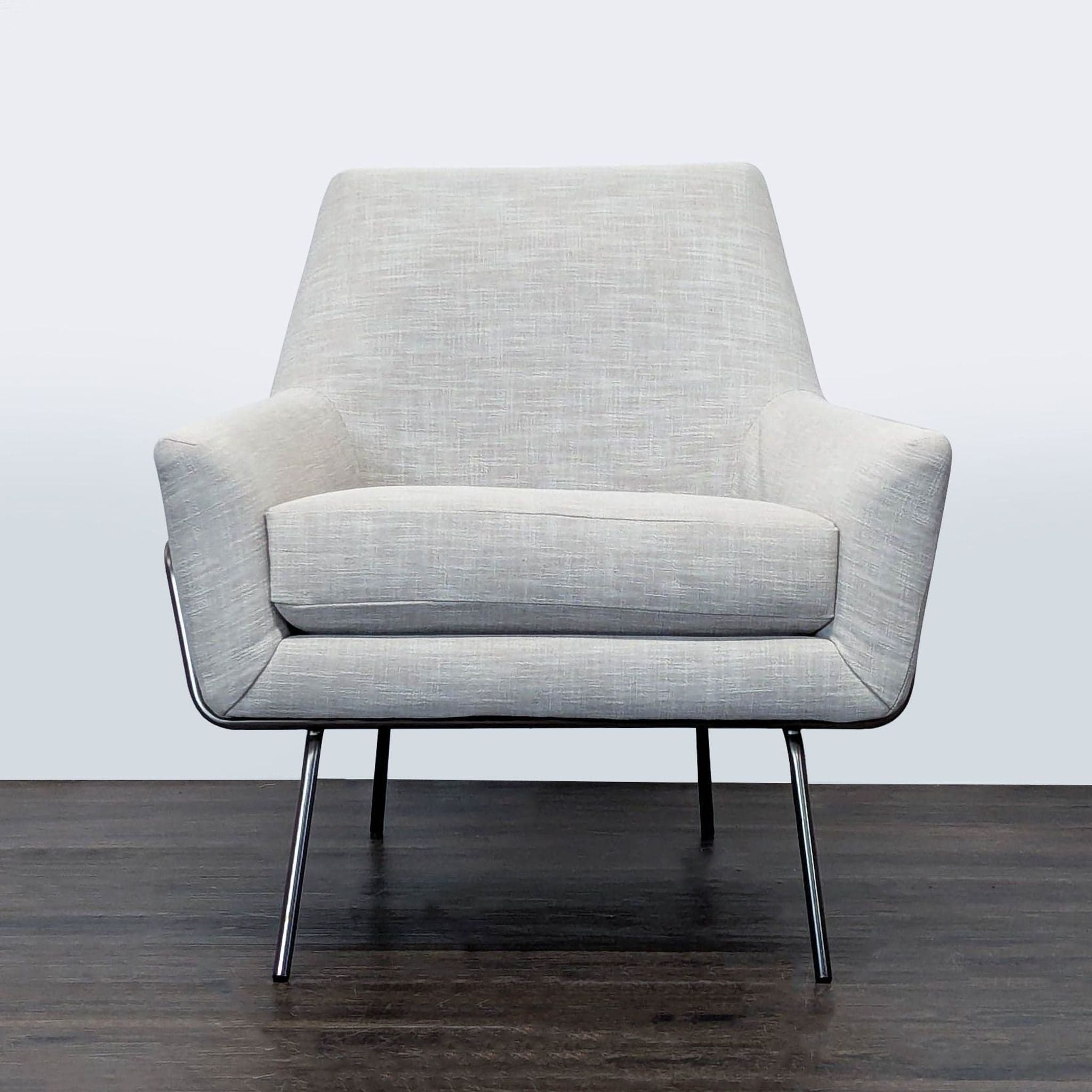 West Elm Lucas Modern Lounge Chair in Light Gray Upholstery - Image 1