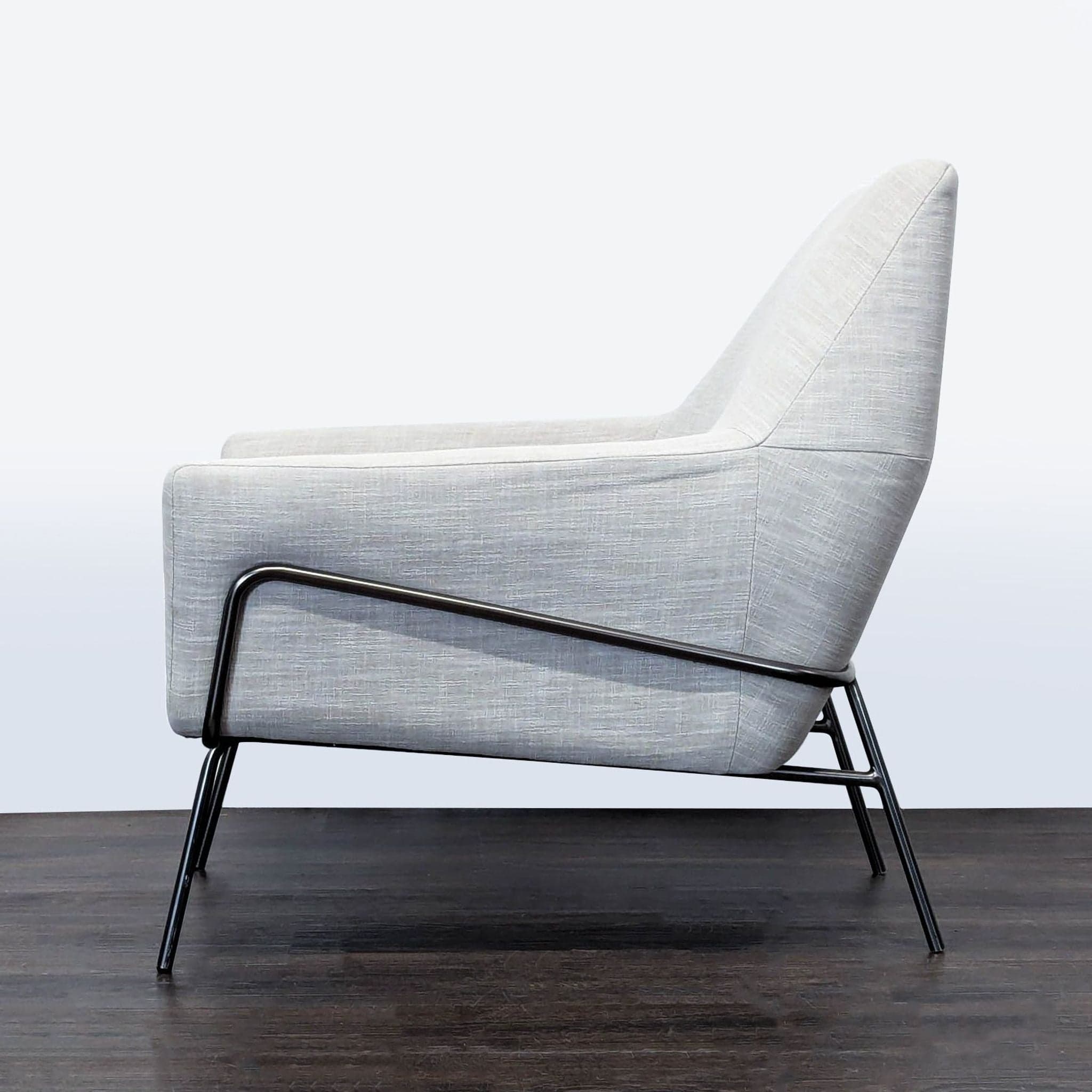 West Elm Lucas Modern Lounge Chair in Light Gray Upholstery - Thumbnail 6